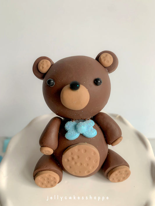 Teddy Bear Cake Topper for Boy's Birthday and Baby Shower