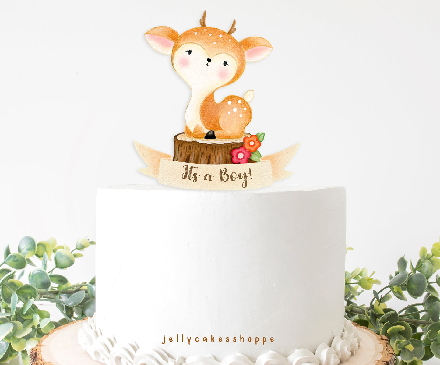 Woodland Deer Baby Shower Cake Topper for Boy, Baby Boy's 1st Birthday Cake Topper