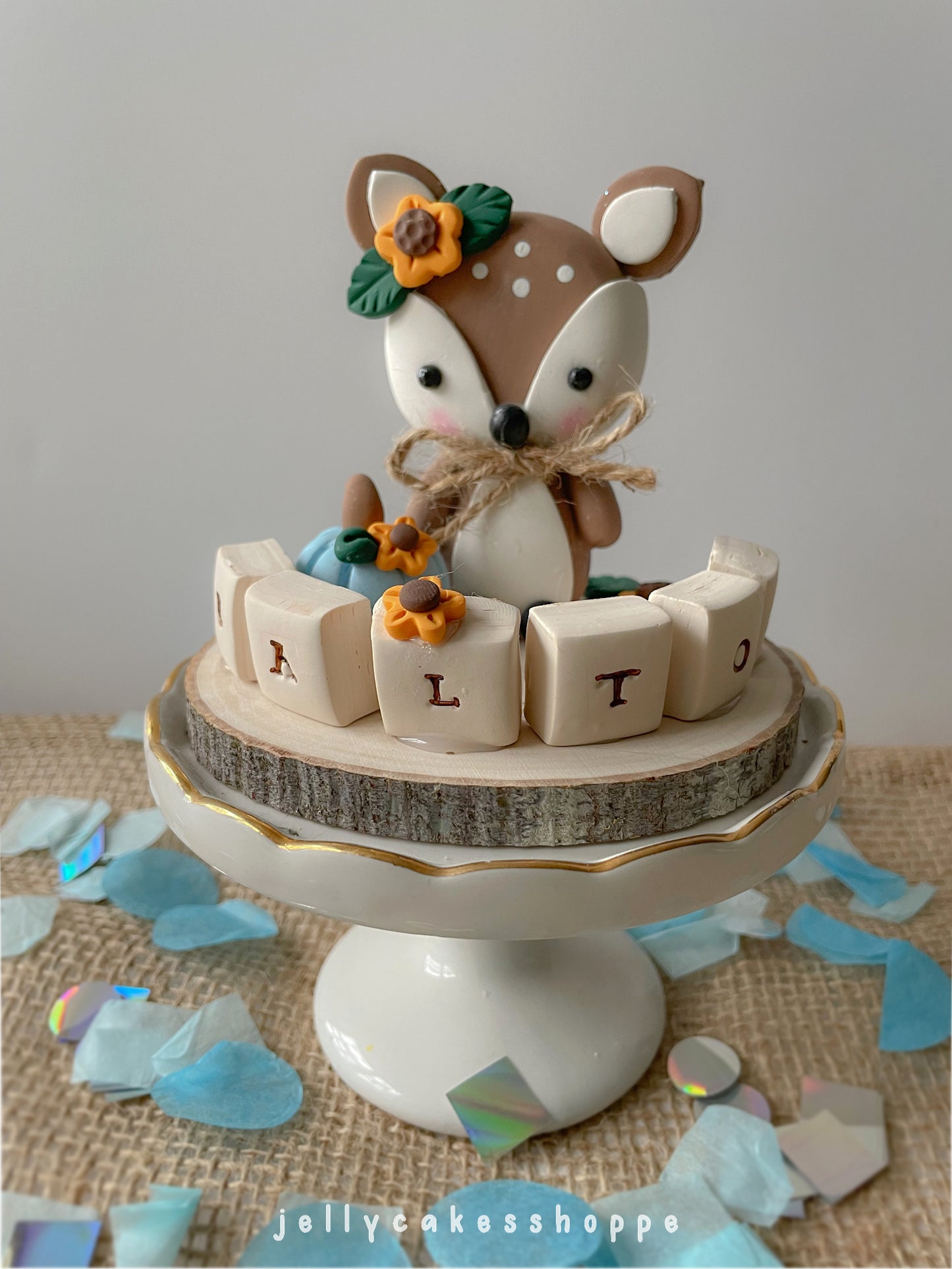Autumn Woodland Deer Cake Topper for Birthdays and Baby Showers