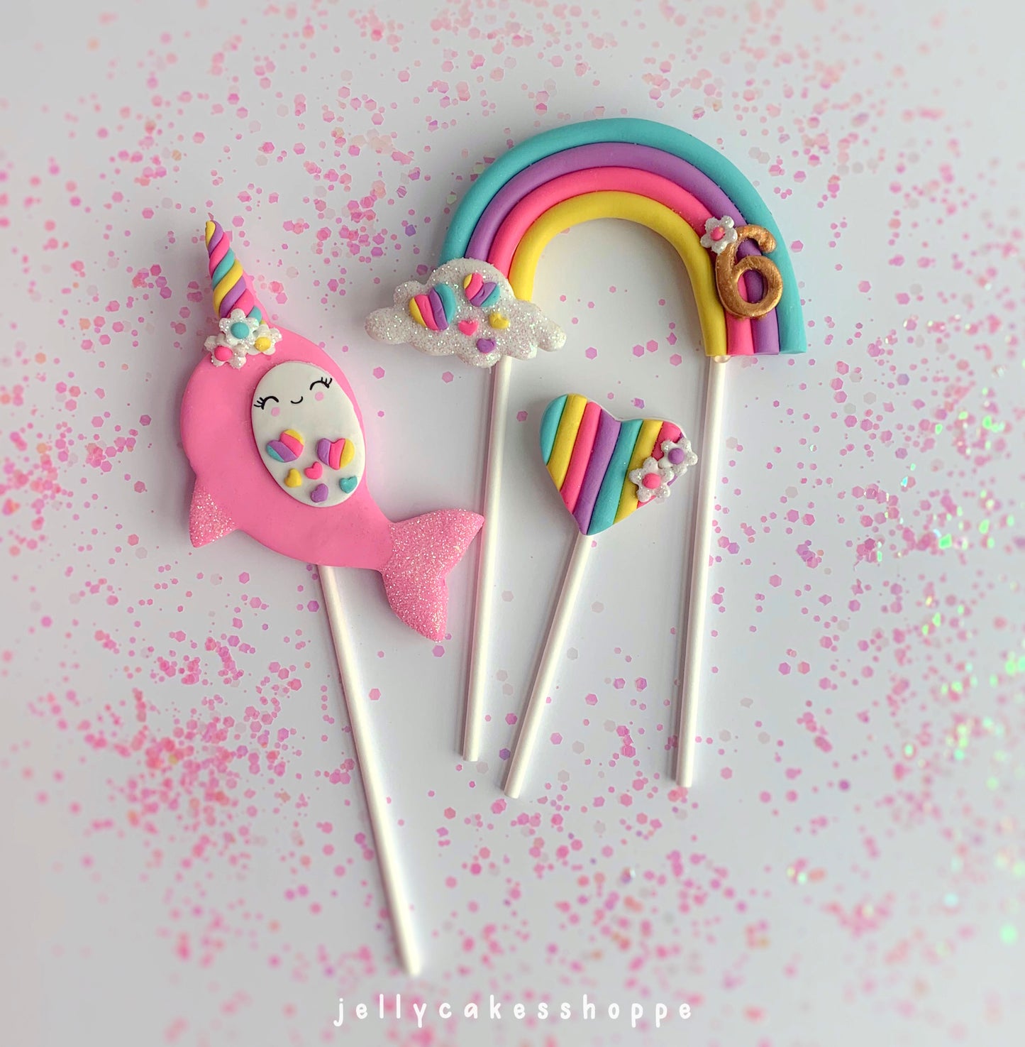 Rainbow Narwhal Cake Topper