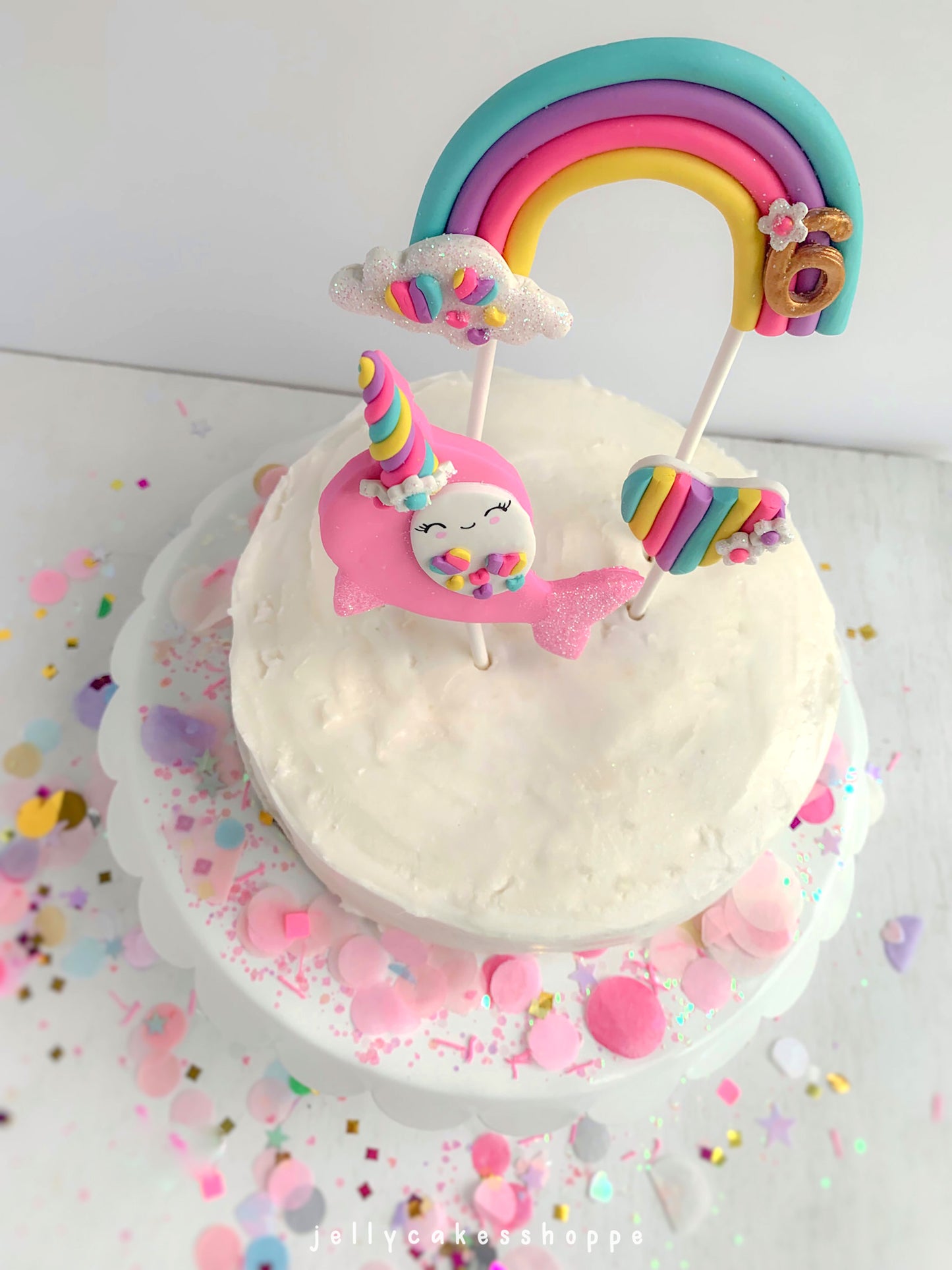 Rainbow Narwhal Cake Topper