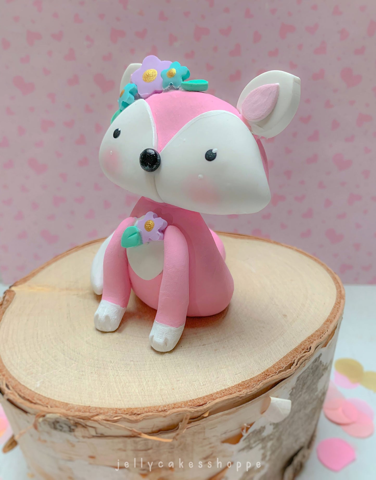 Pink Fox Cake Topper