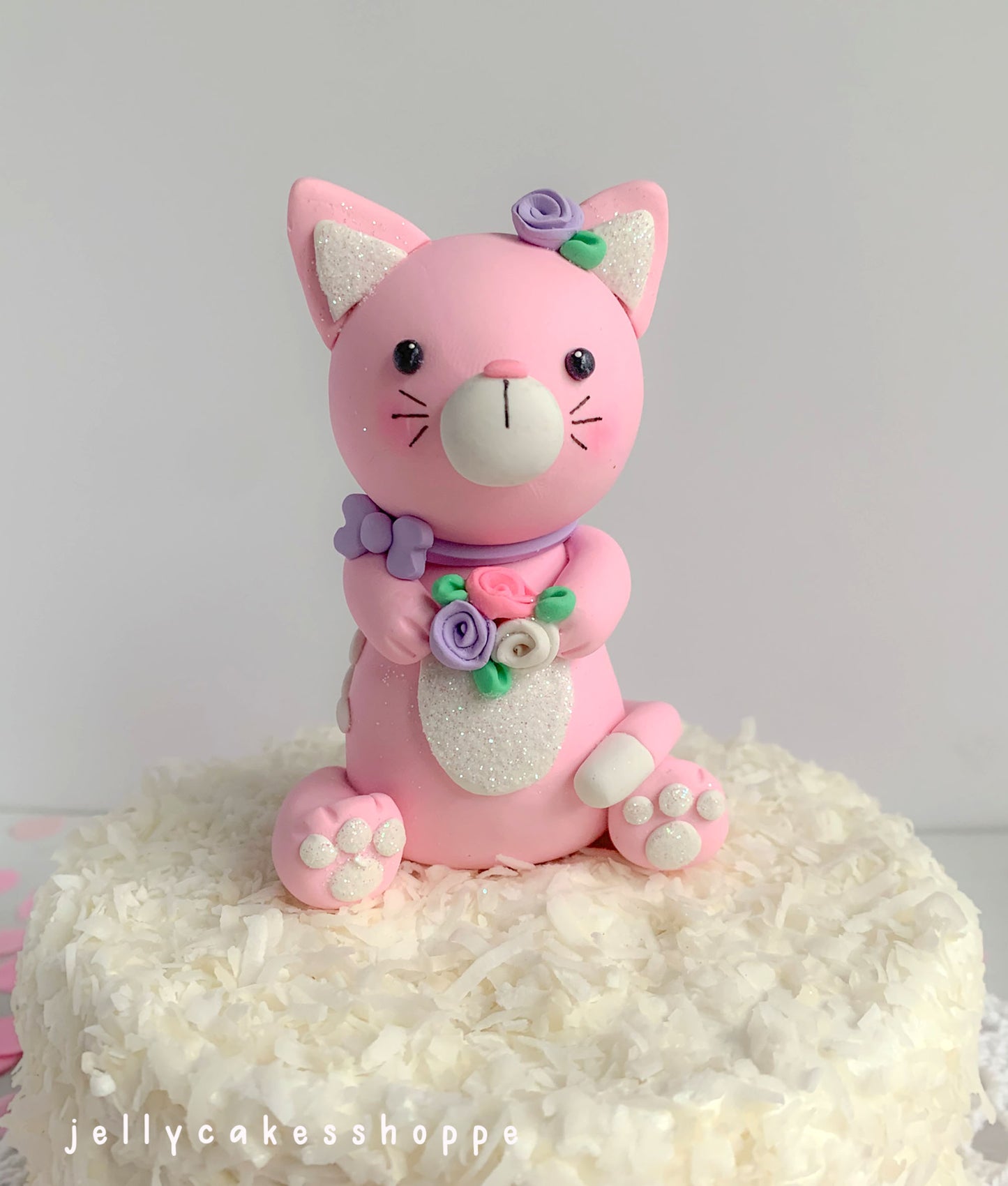Pink Kitty Cake Topper for Birthday and Baby Showers