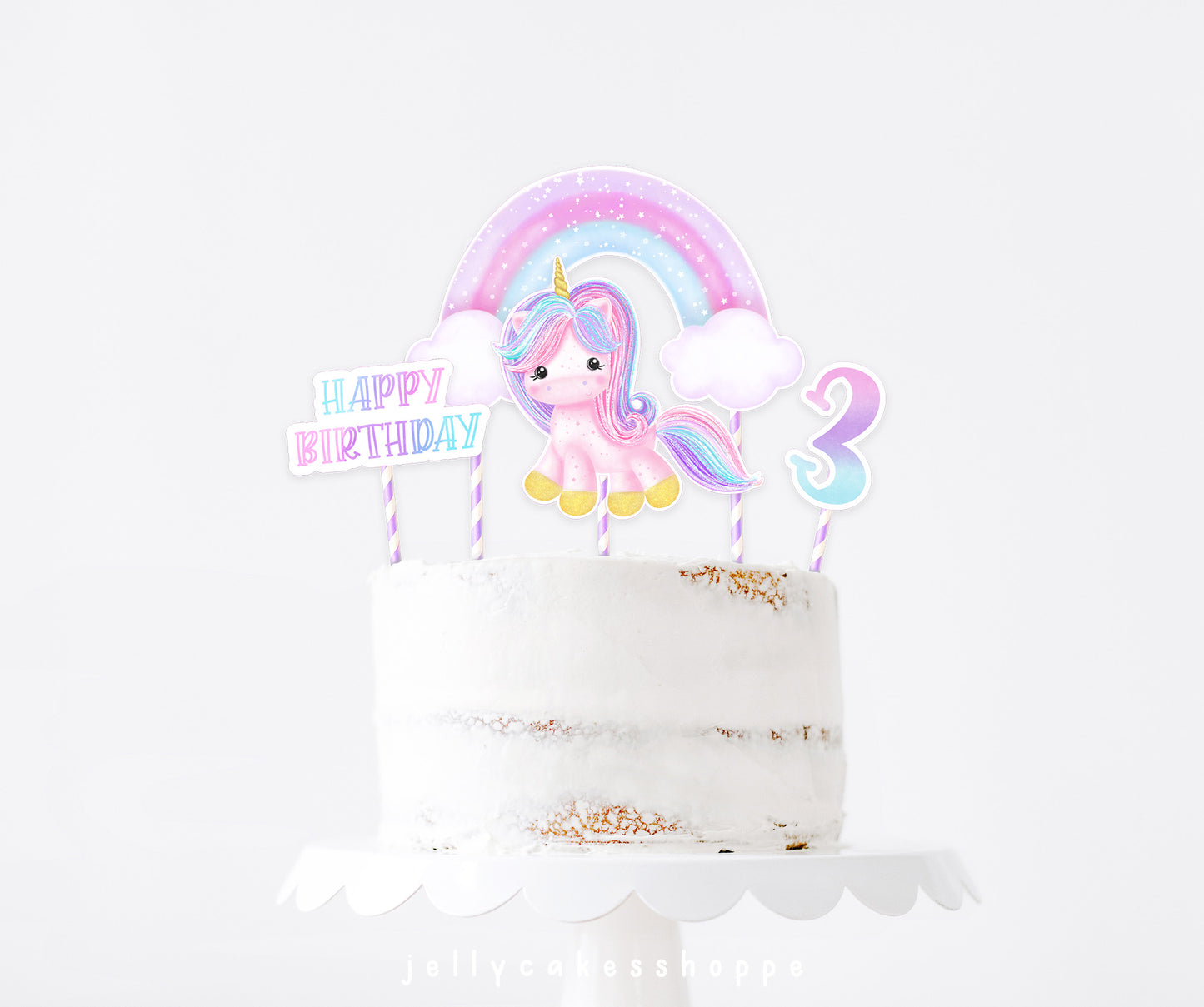 Printable Unicorn and Rainbow Cake Decorations