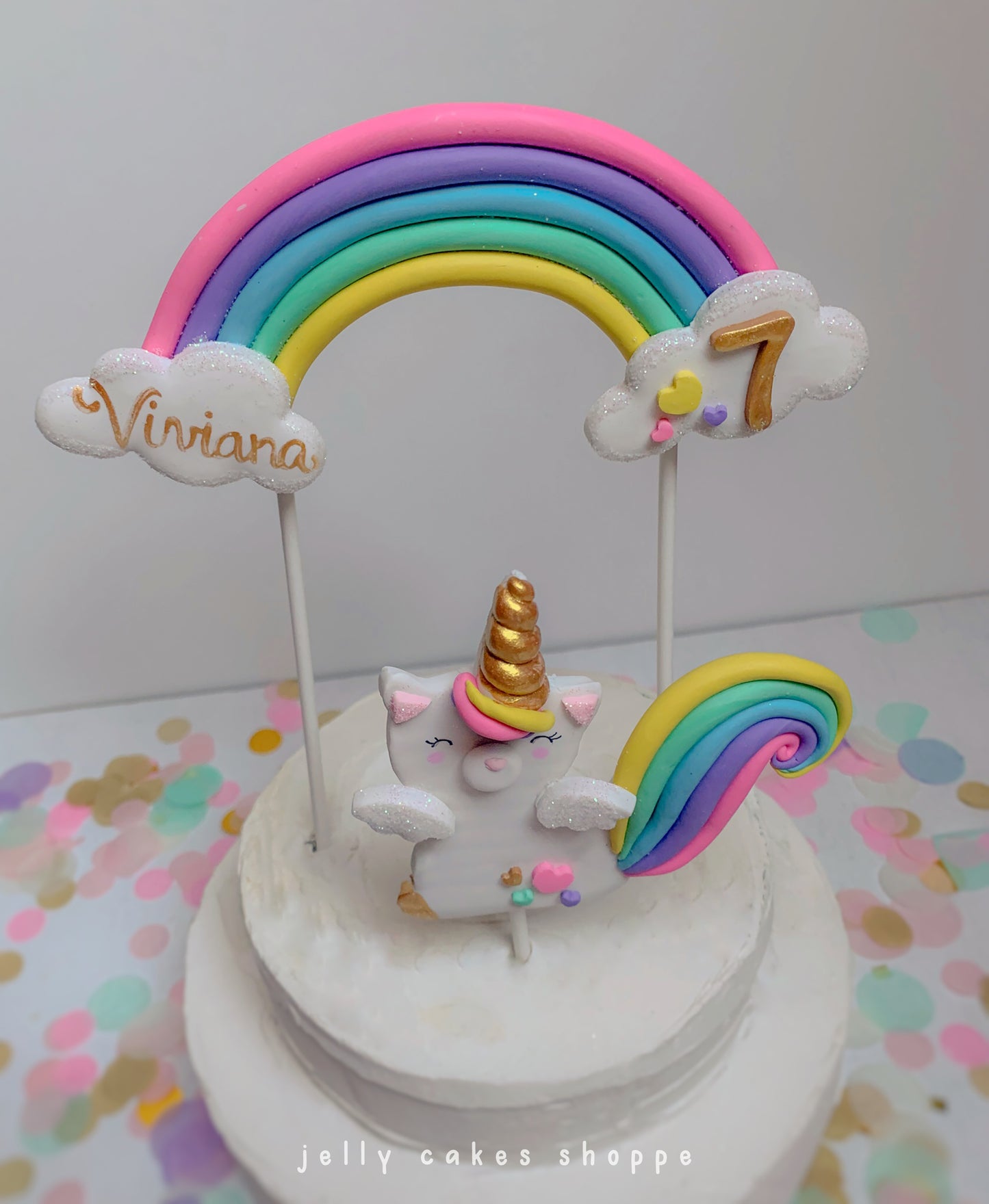 Caticorn and Rainbow Cake Topper