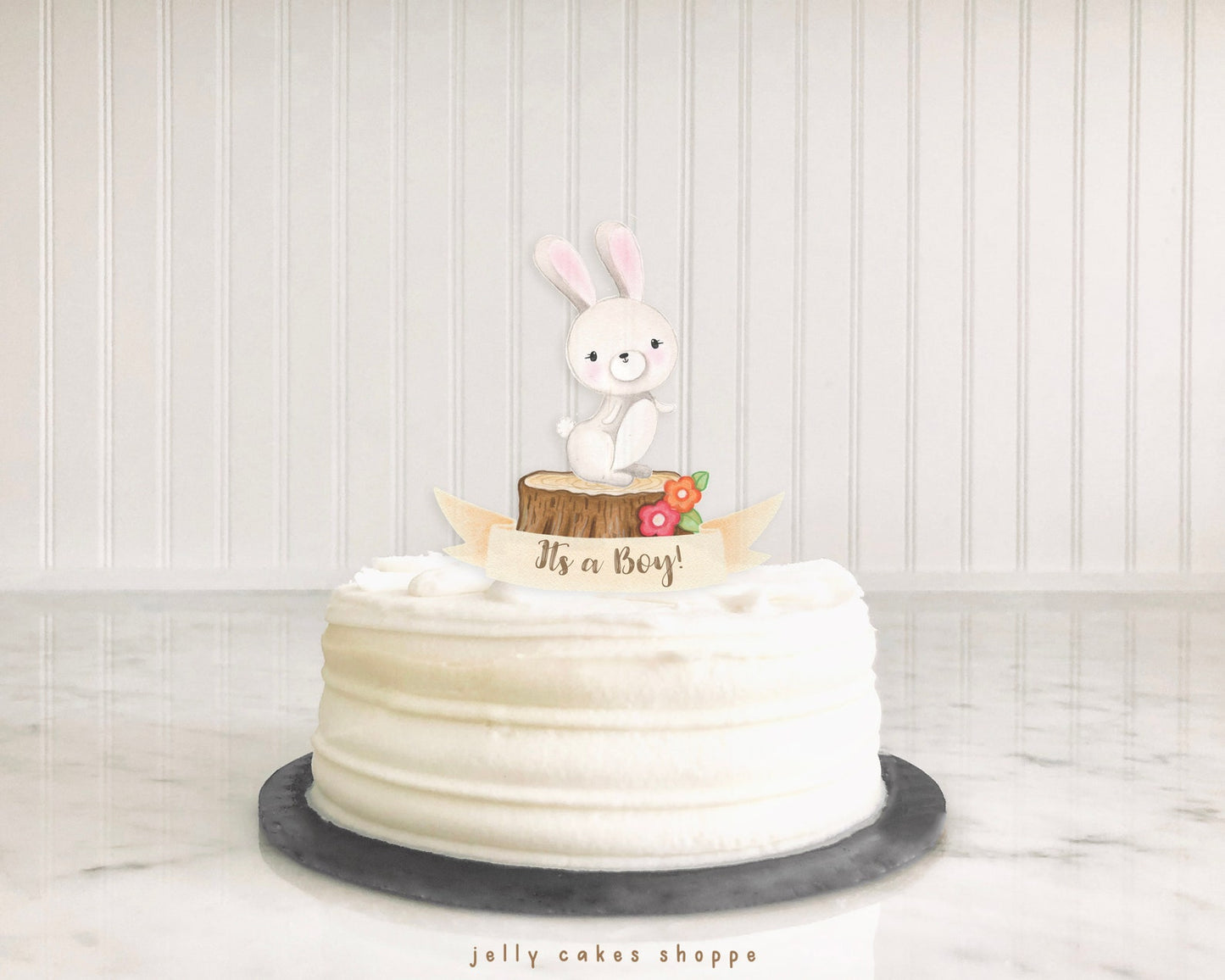 Woodland Bunny Baby Shower Cake Topper for Boy, Baby Boy's 1st Birthday Cake Topper