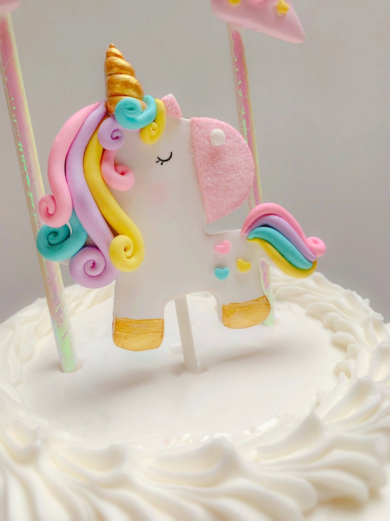 Happy Birthday Rainbow Unicorn Cake Topper with Banner