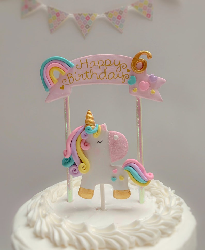 Magical Rainbow Unicorn Cake Topper Customizable Template DIY