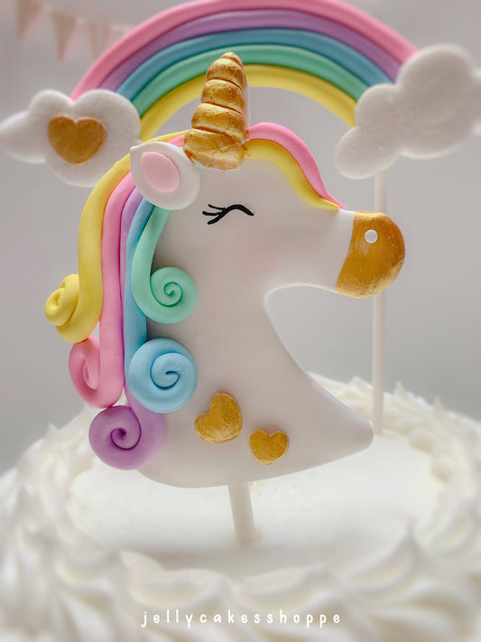 Pastel Rainbow Unicorn Cake Topper