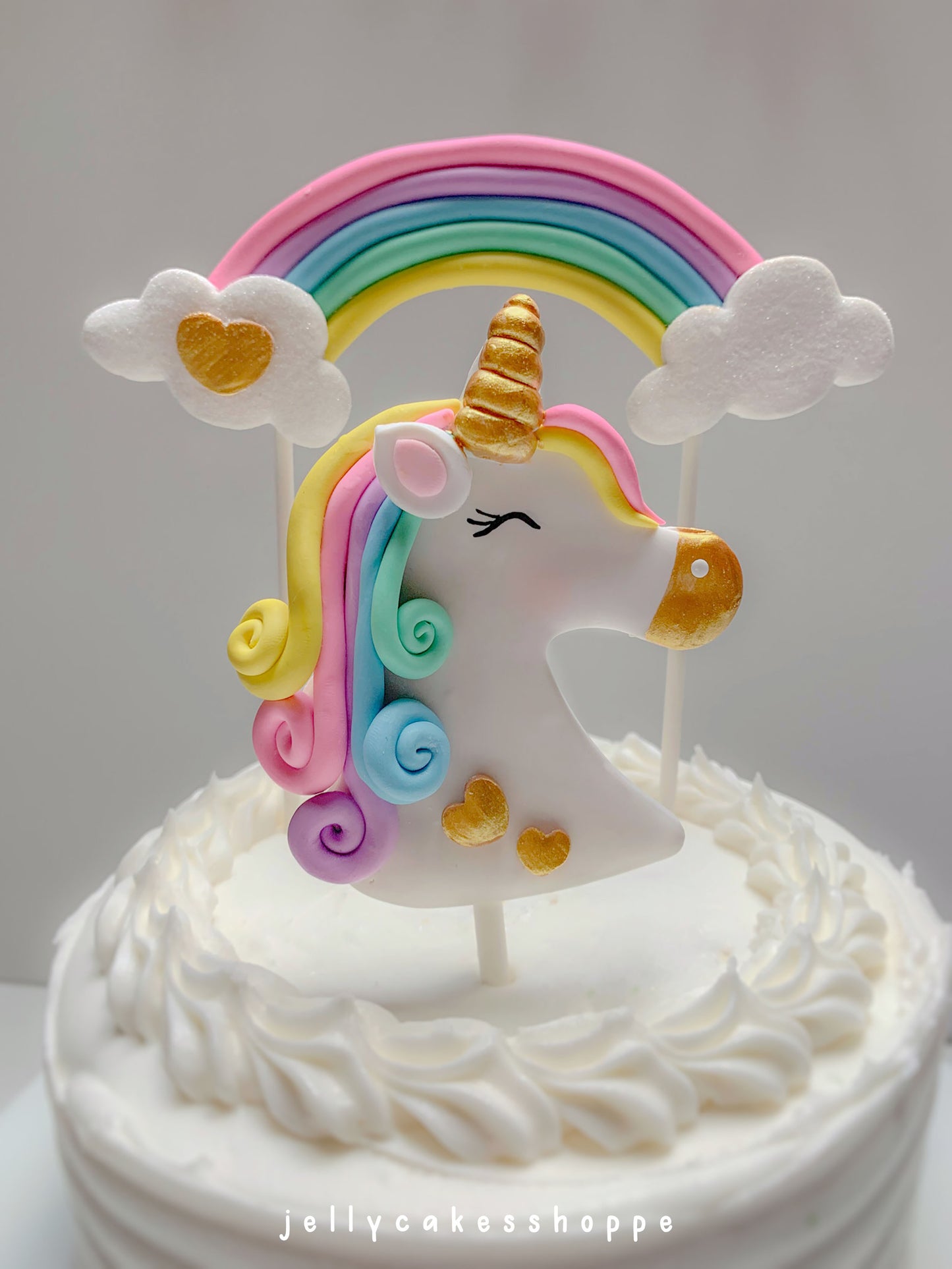 Pastel Rainbow Unicorn Cake Topper