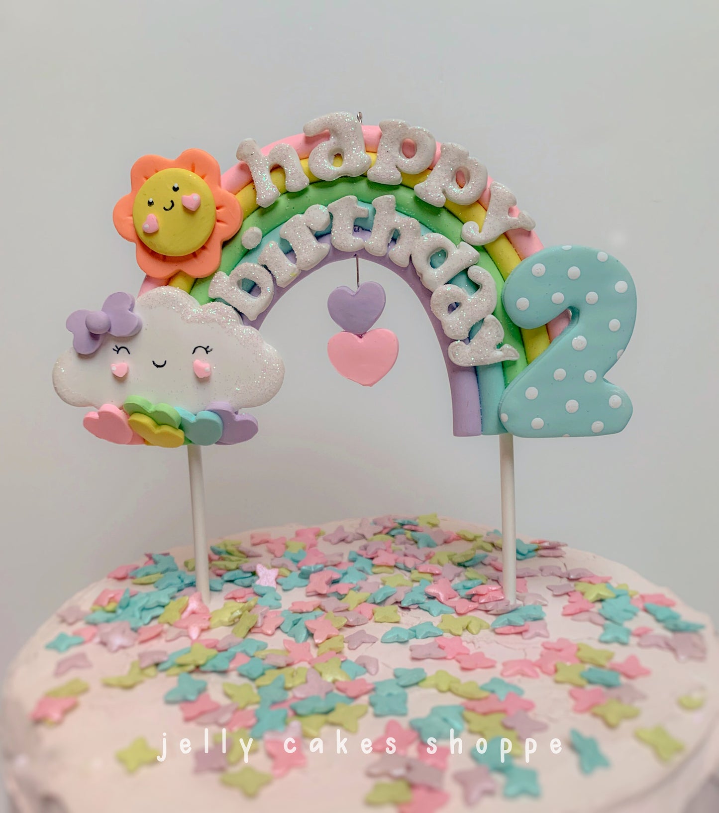 Rainbow and Clouds Cake Topper