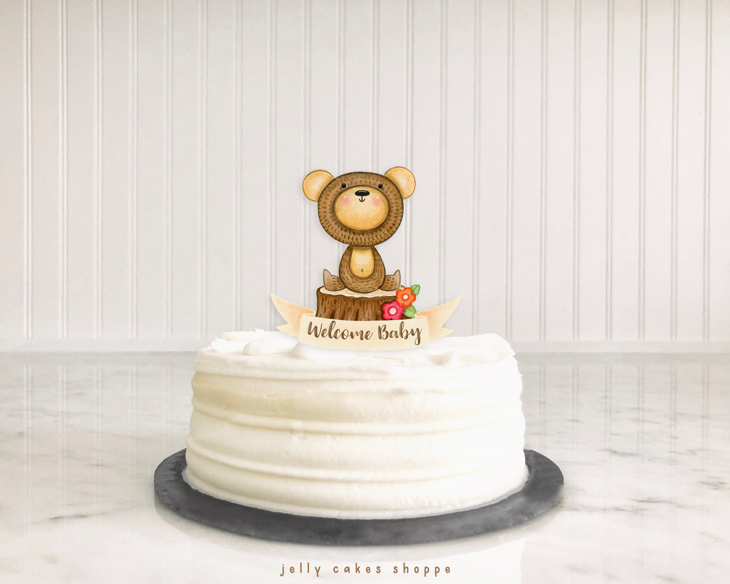 Woodland Bear Baby Shower Cake Topper, Woodland Birthday Cake Topper