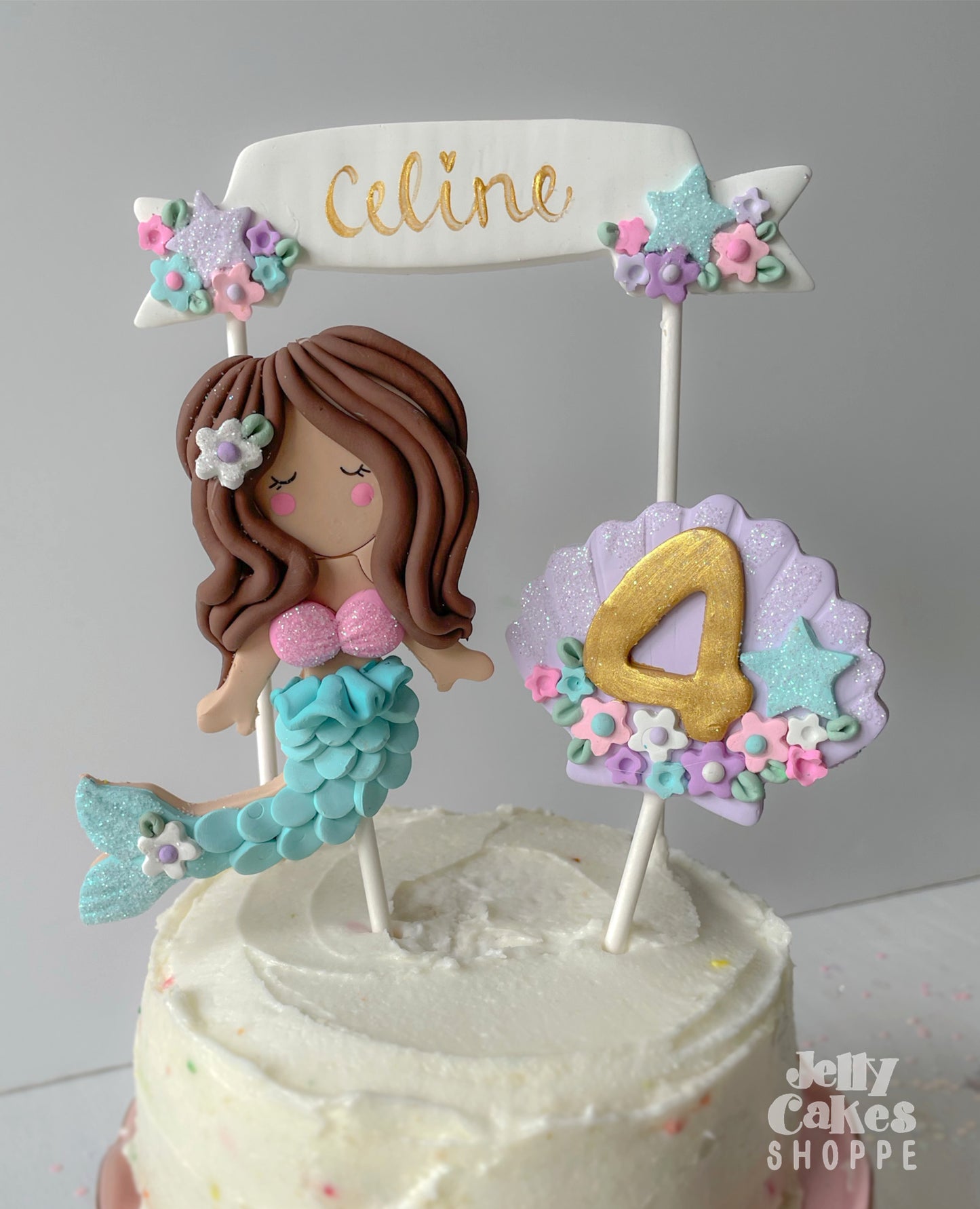 Pastel Mermaid Cake Decorations