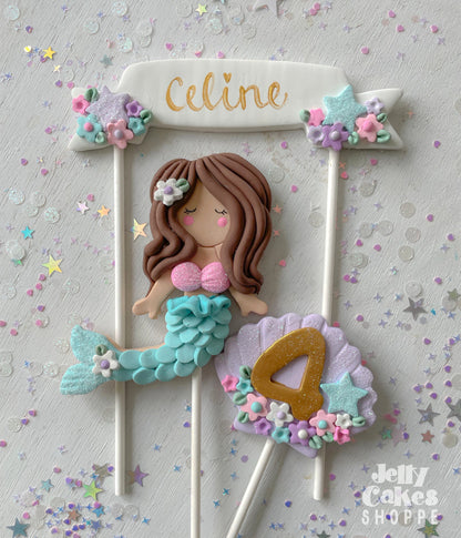 Pastel Mermaid Cake Decorations