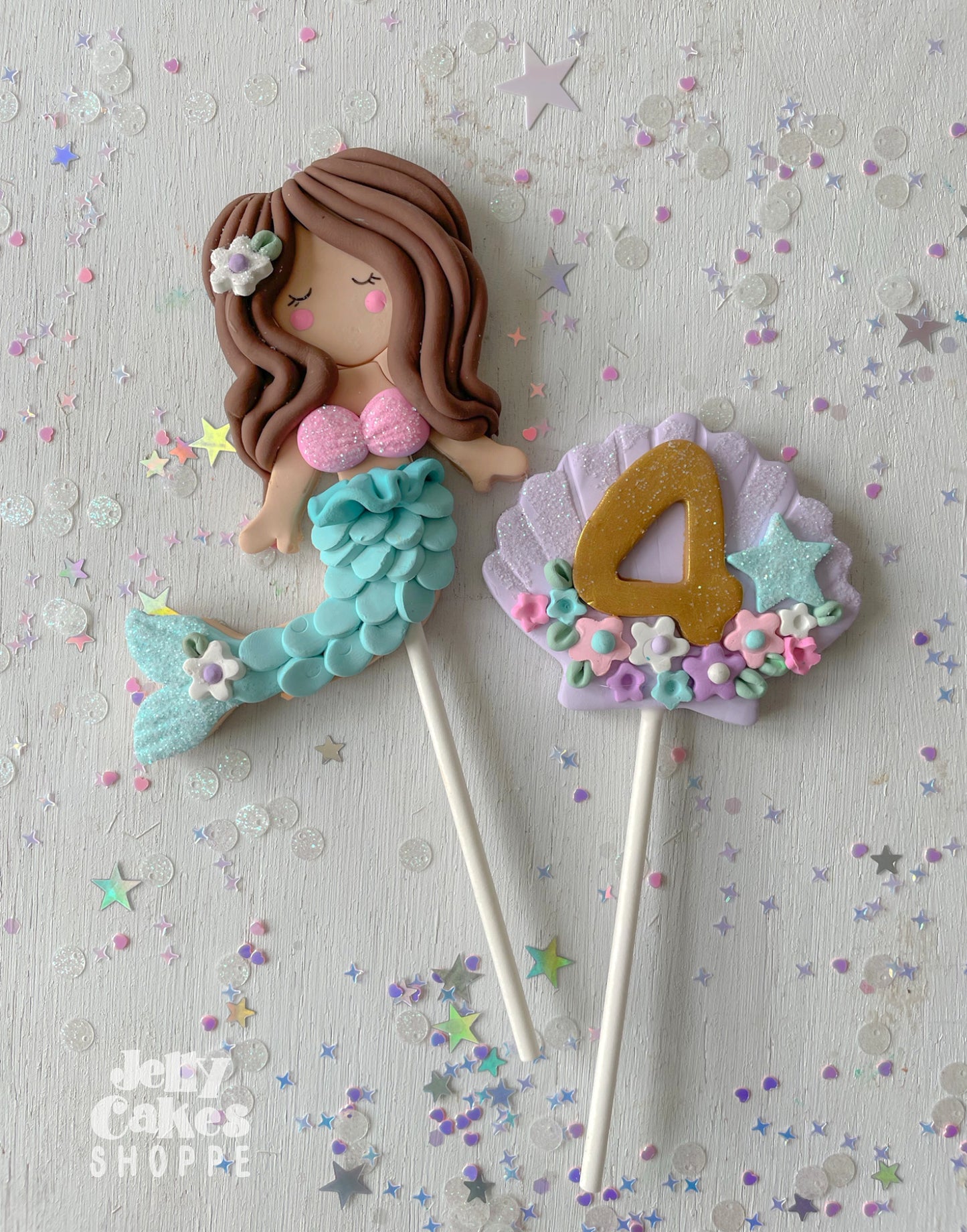 Pastel Mermaid Cake Decorations