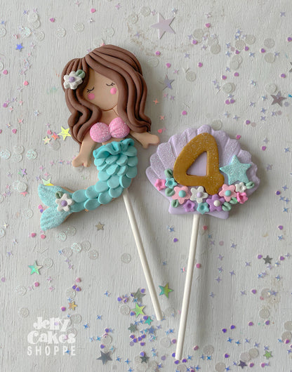 Pastel Mermaid Cake Decorations