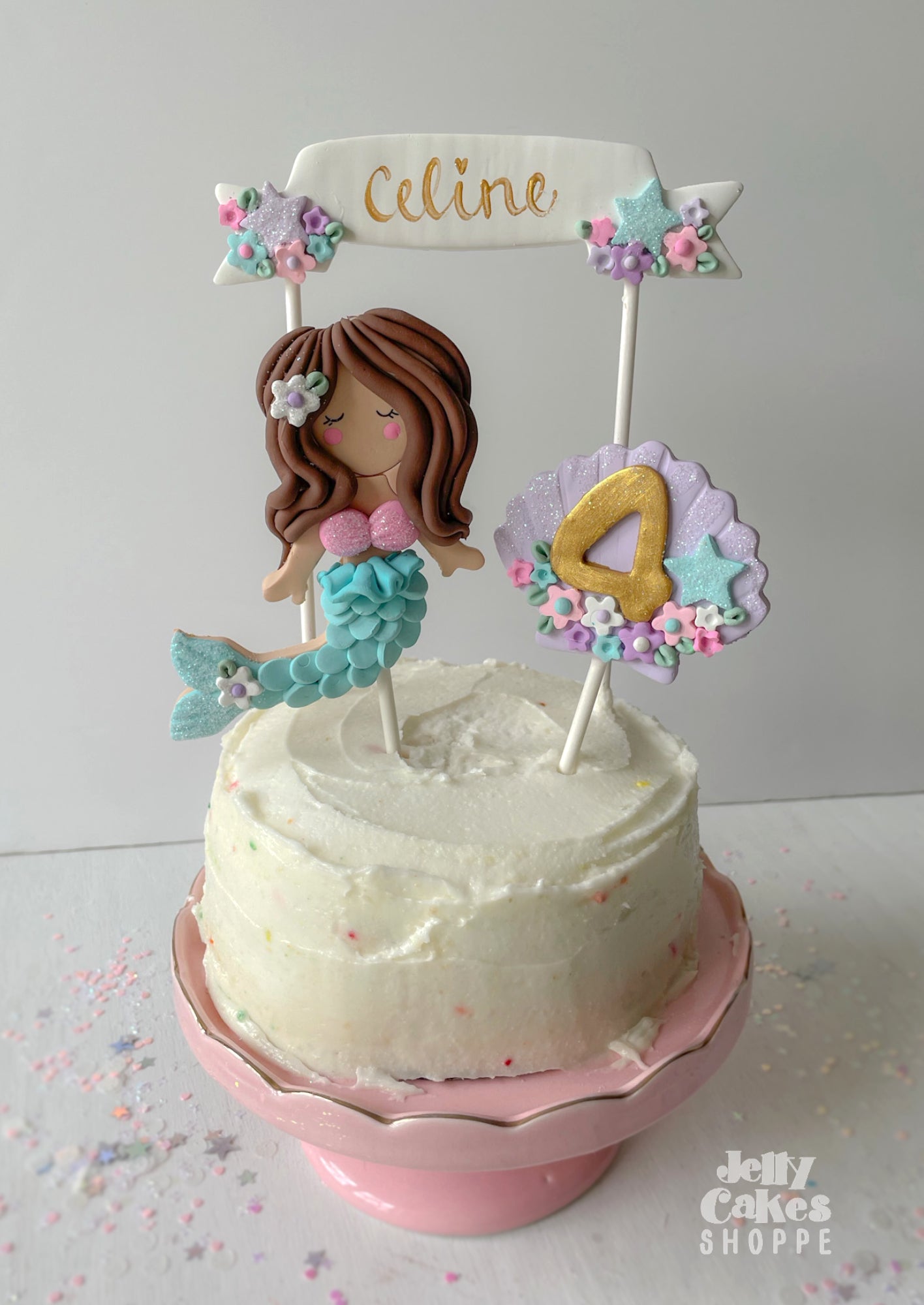 Pastel Mermaid Cake Decorations