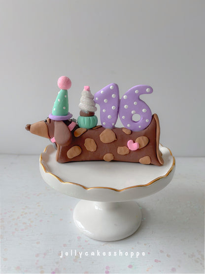 Dachshund Cake Topper, A Weenie Bit Older Birthday Party