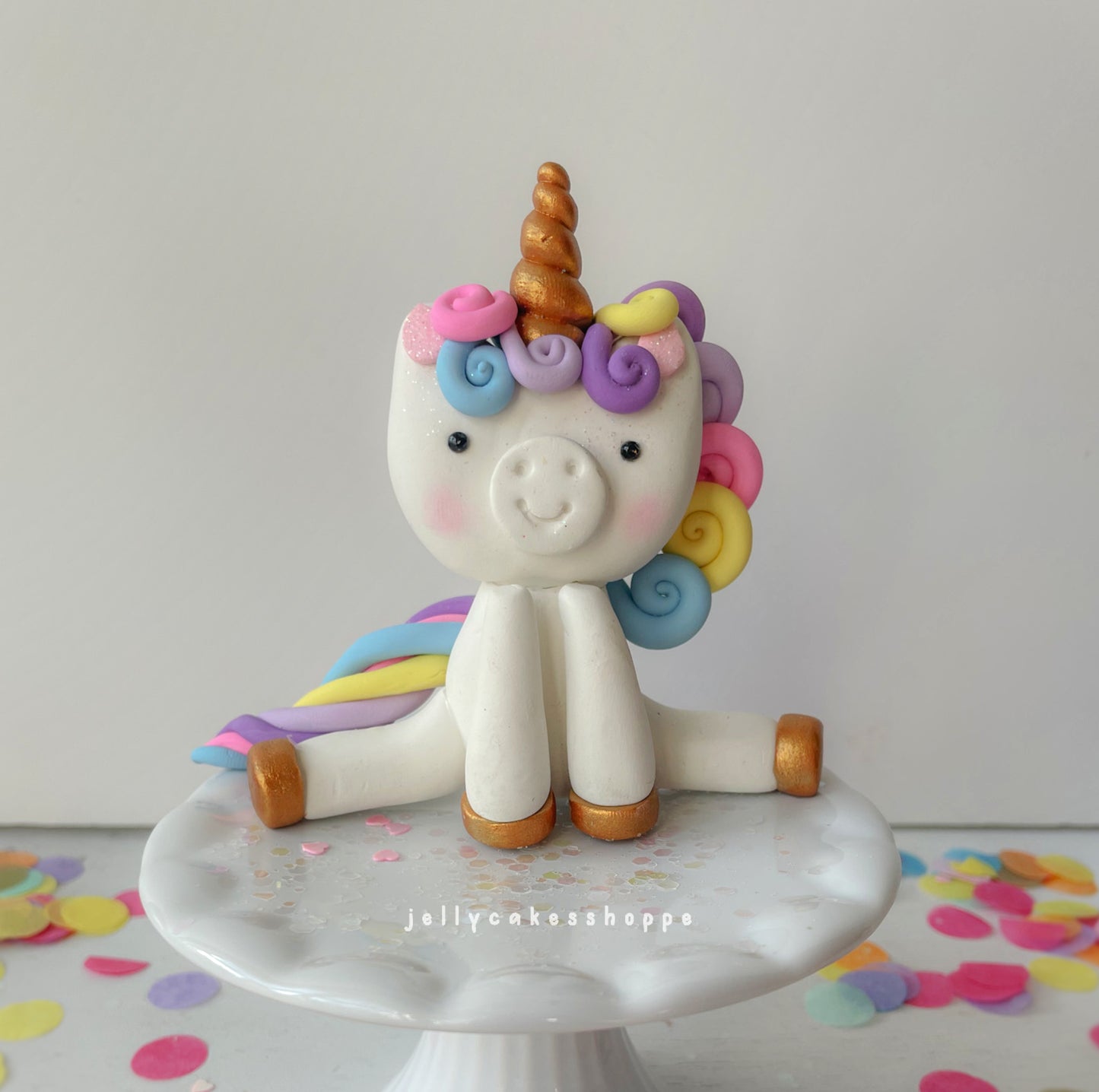 Pastel Rainbow Unicorn Cake Topper