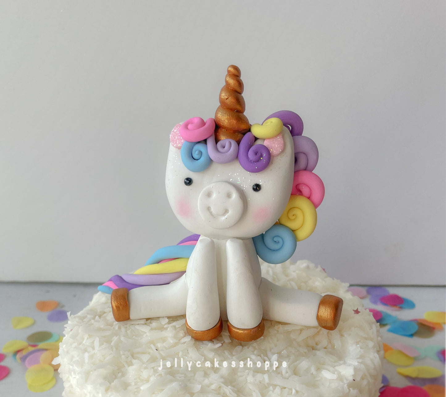 Pastel Rainbow Unicorn Cake Topper