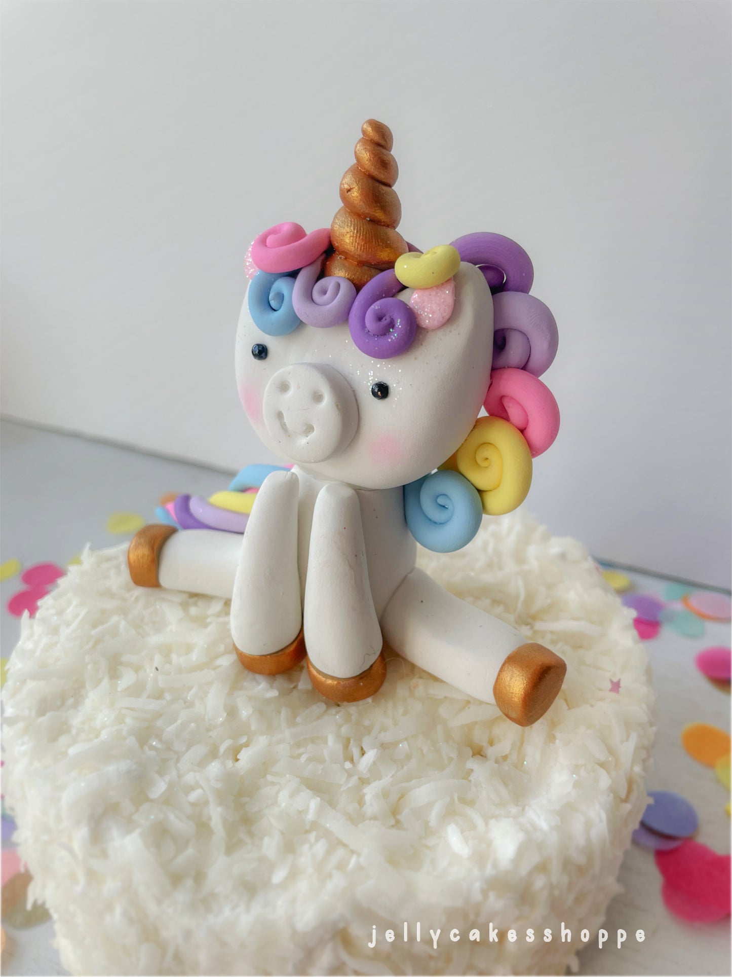 Pastel Rainbow Unicorn Cake Topper