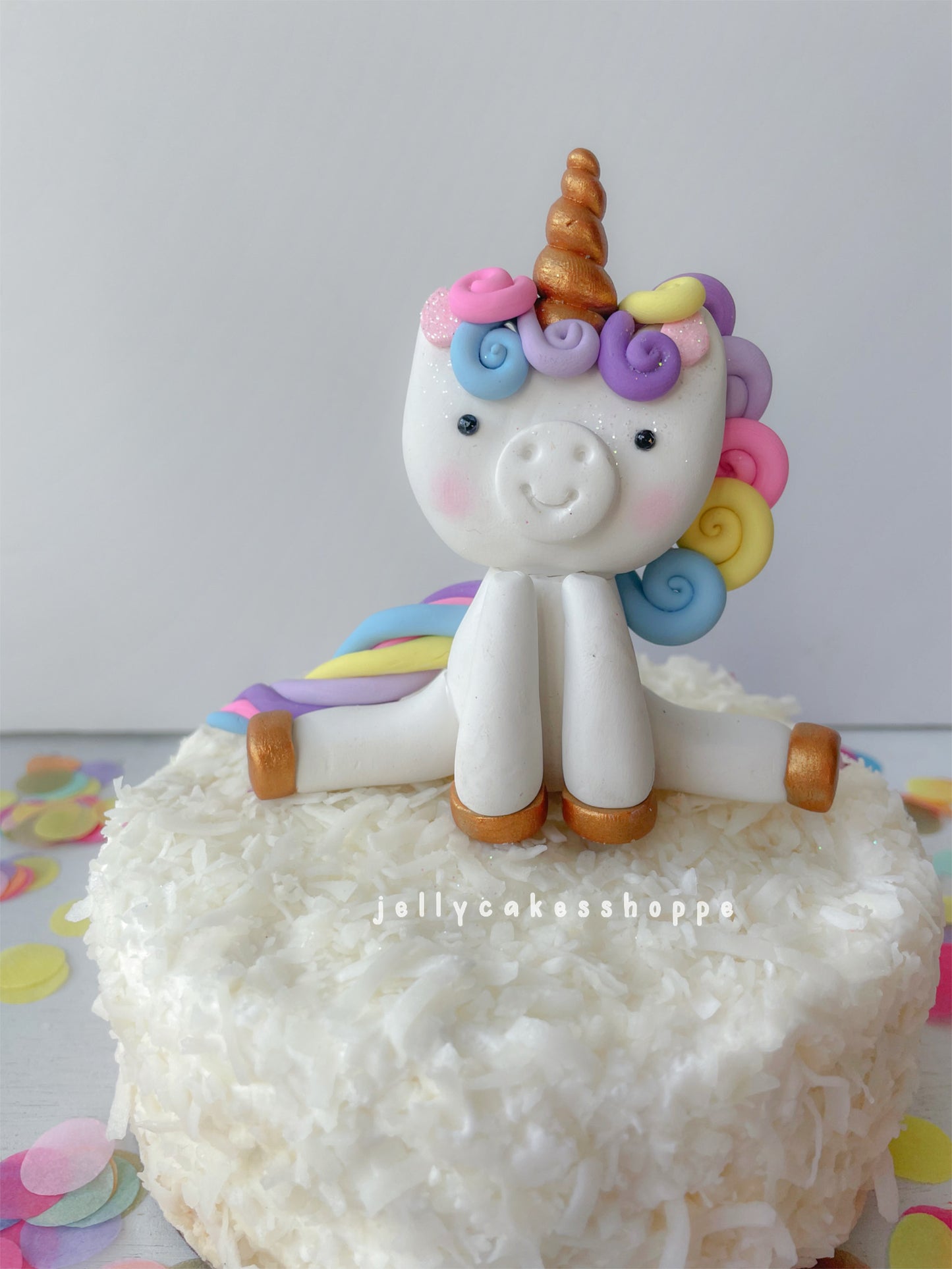 Pastel Rainbow Unicorn Cake Topper