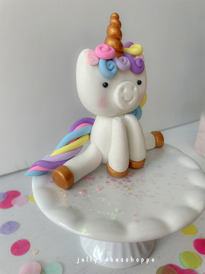 Pastel Rainbow Unicorn Cake Topper