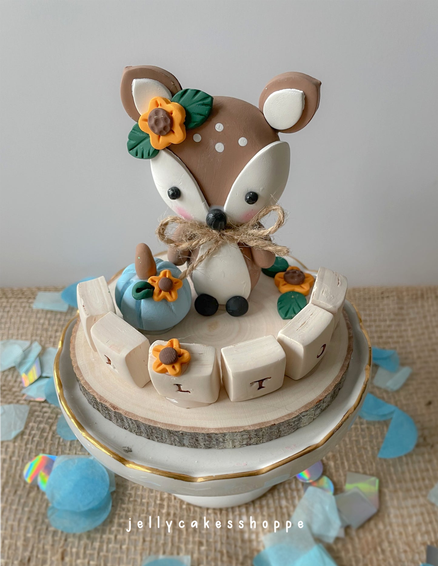 Autumn Woodland Deer Cake Topper for Birthdays and Baby Showers