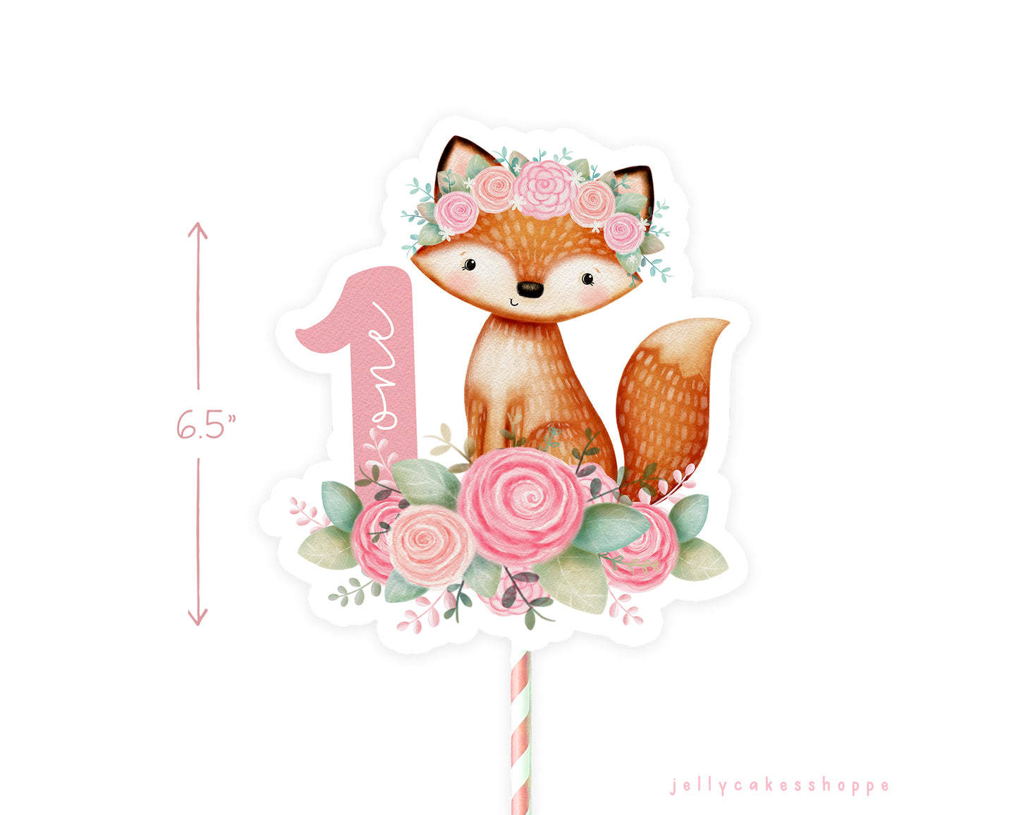 Woodland Fox Cake Topper for Girl's 1st Birthday