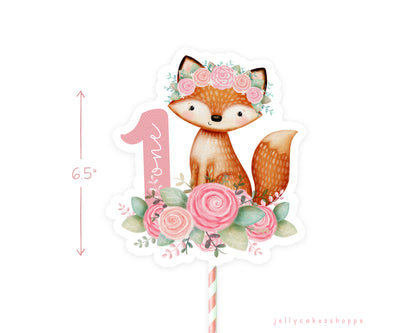 Woodland Fox Cake Topper for Girl's 1st Birthday