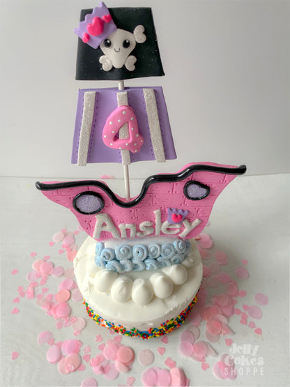 Pink Pirate Ship Cake Topper