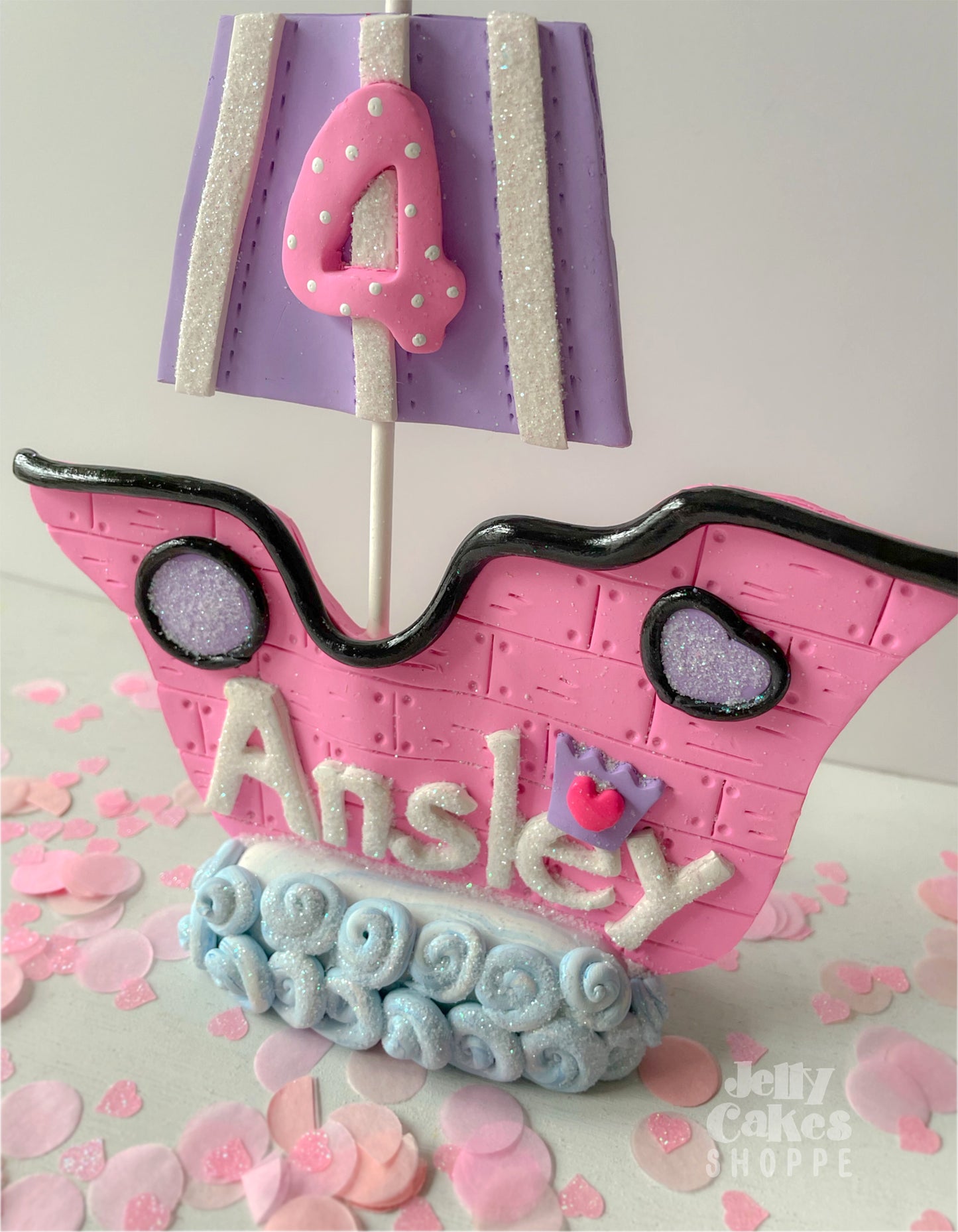 Pink Pirate Ship Cake Topper