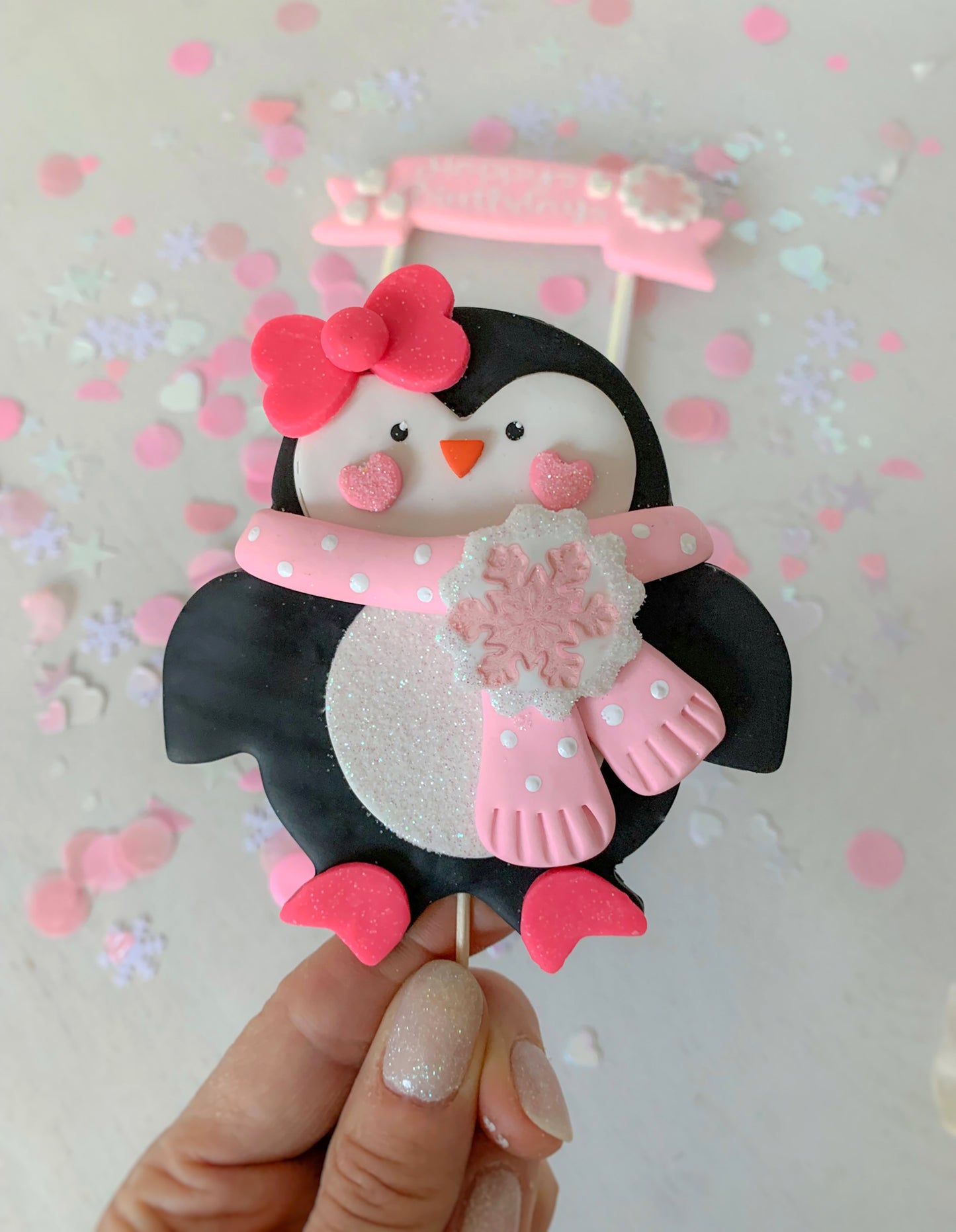 Penguin Birthday Cake Topper for Girl