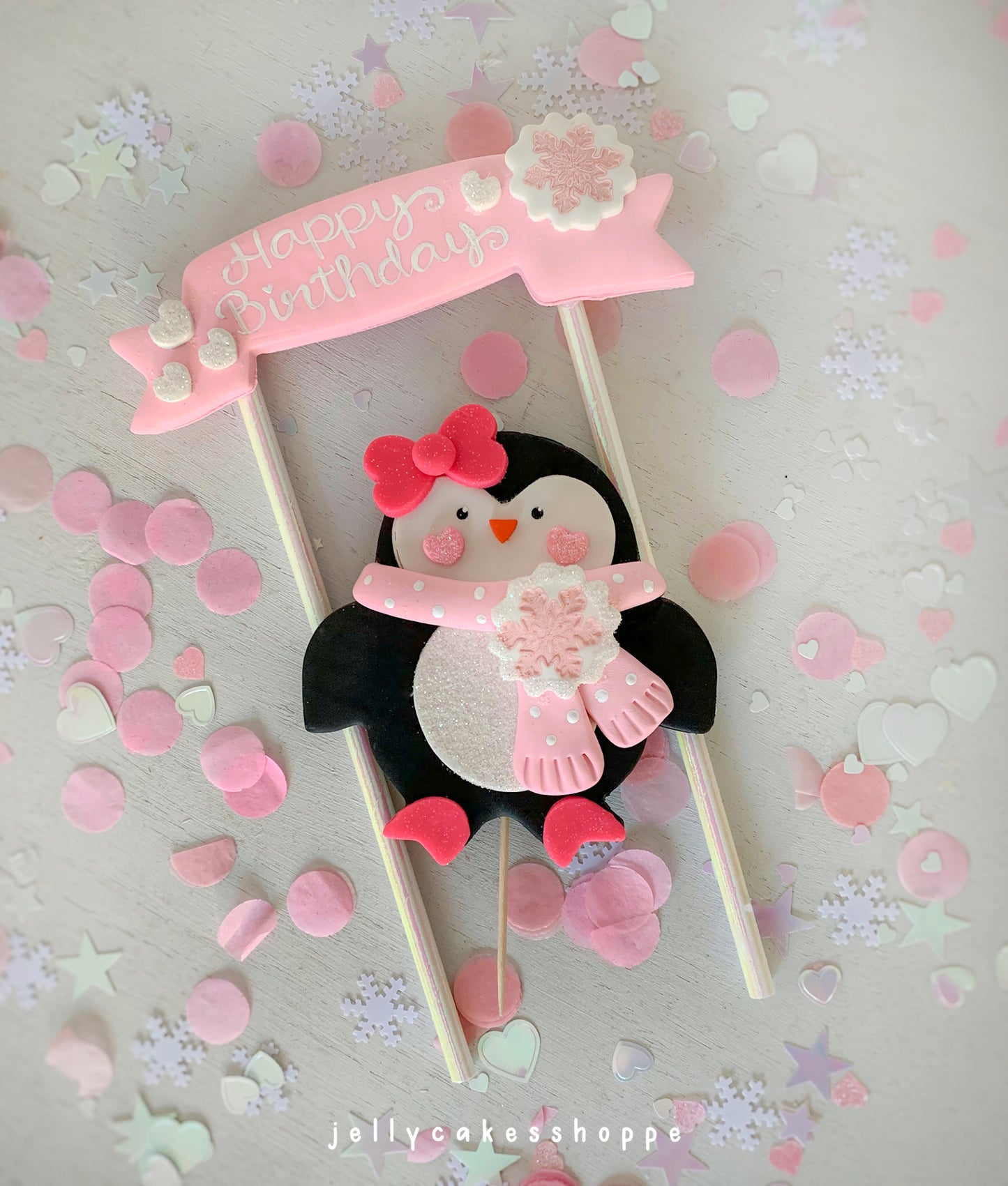 Penguin Birthday Cake Topper for Girl