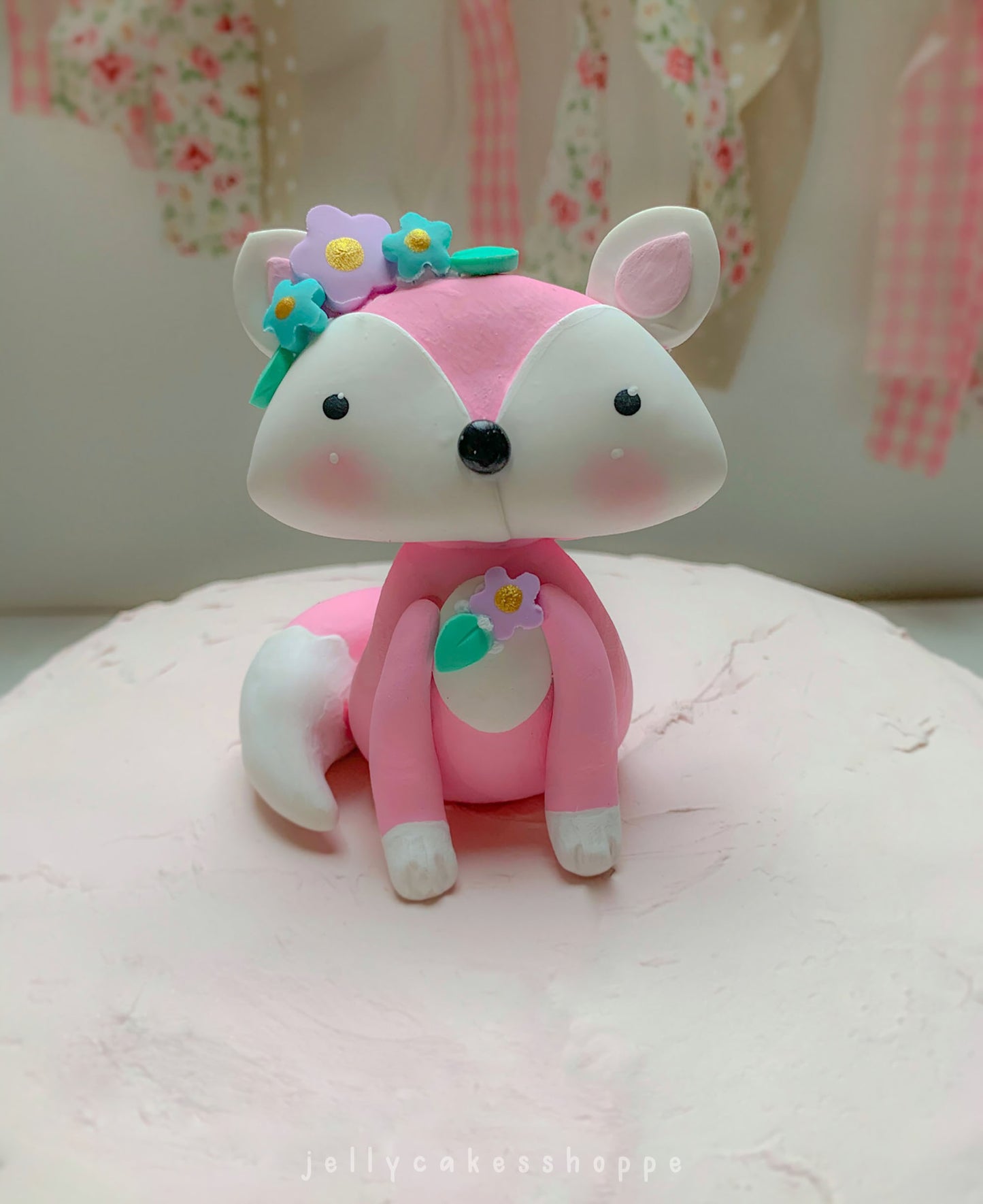 Pink Fox Cake Topper