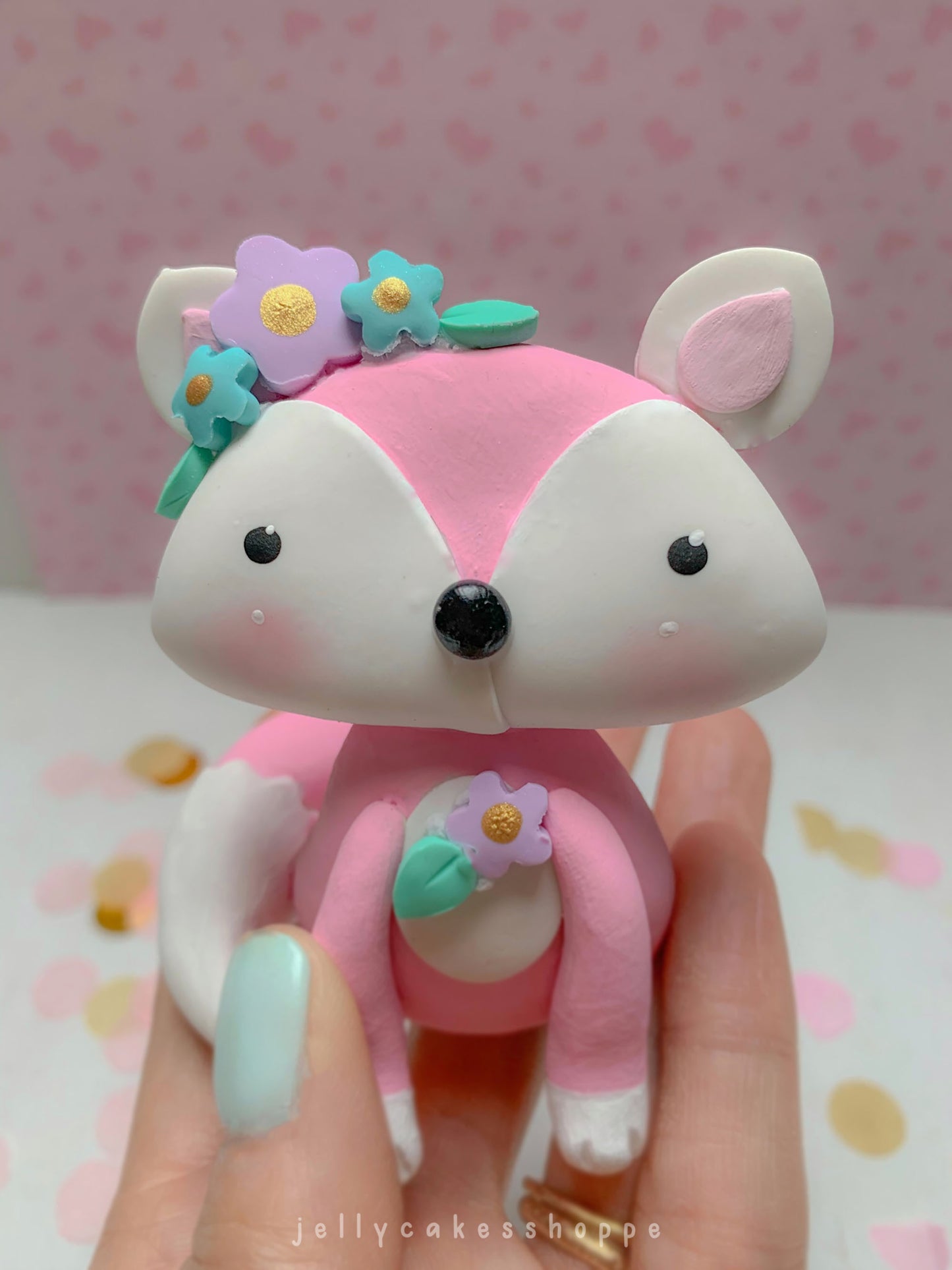 Pink Fox Cake Topper