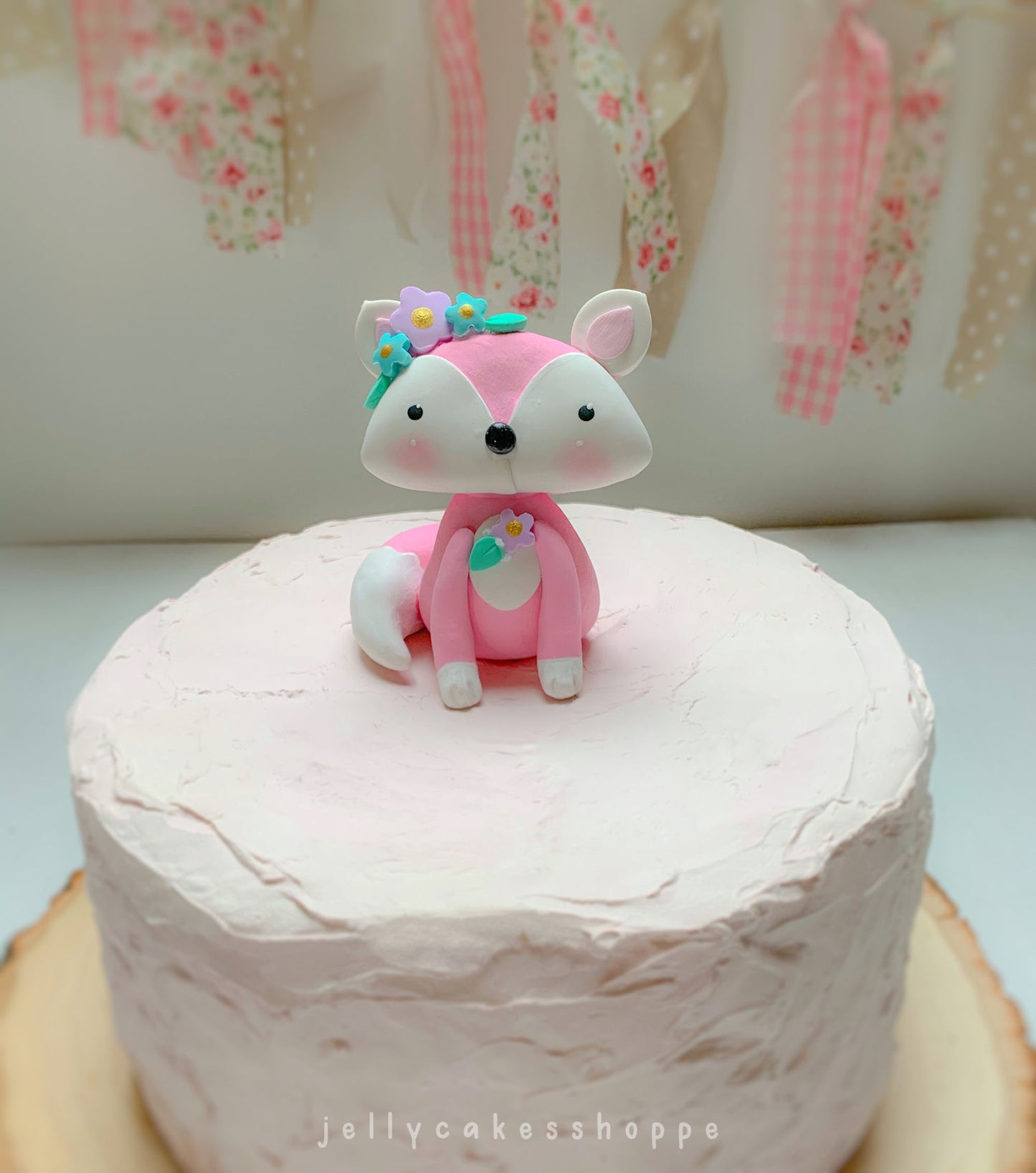 Pink Fox Cake Topper