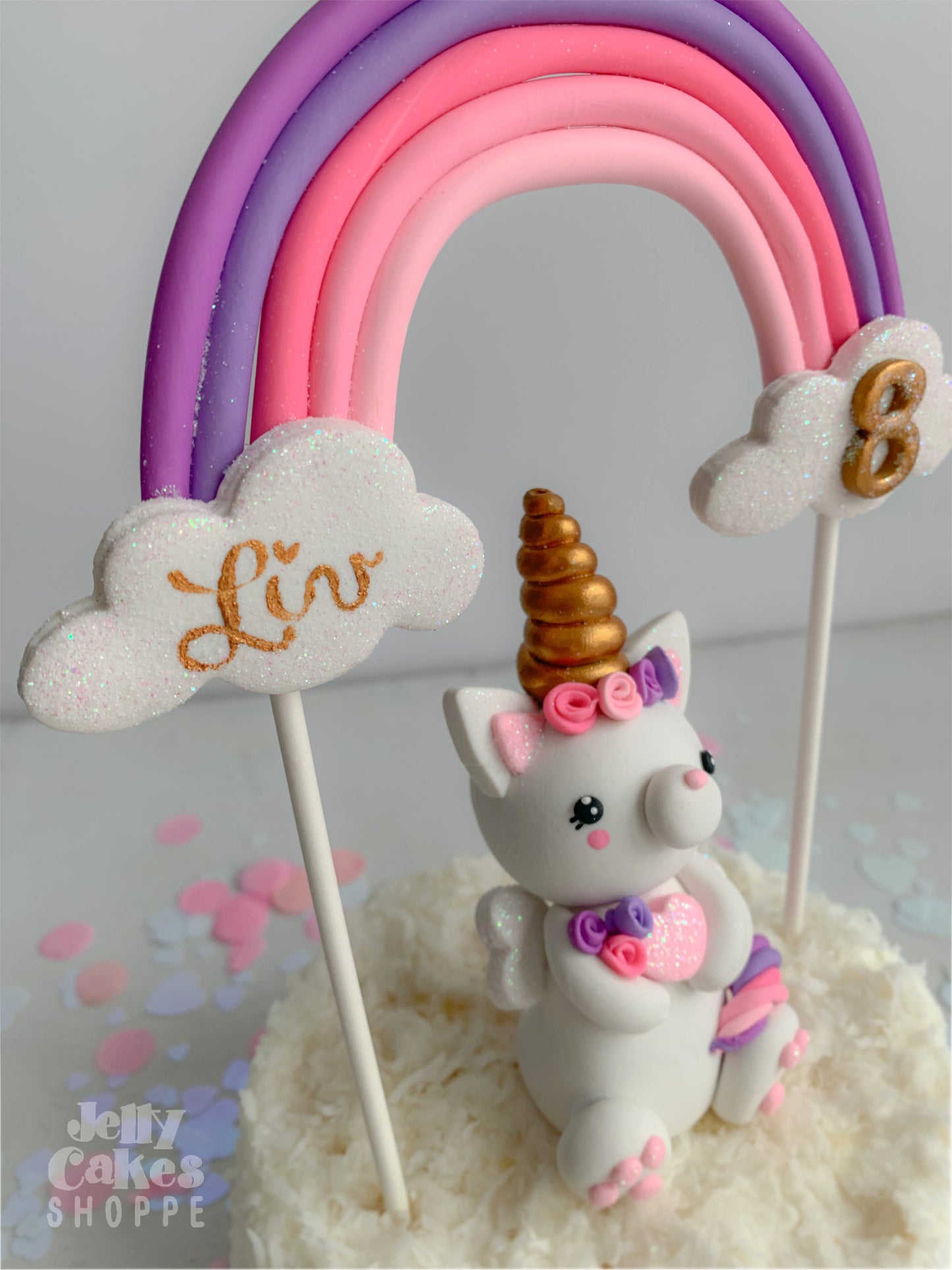 Pink Rainbow Kittycorn Cake Decorations