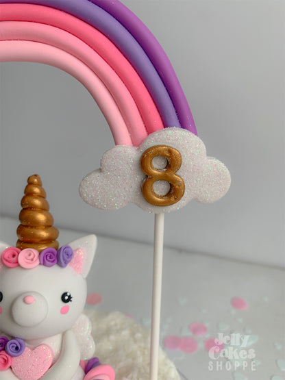 Pink Rainbow Kittycorn Cake Decorations