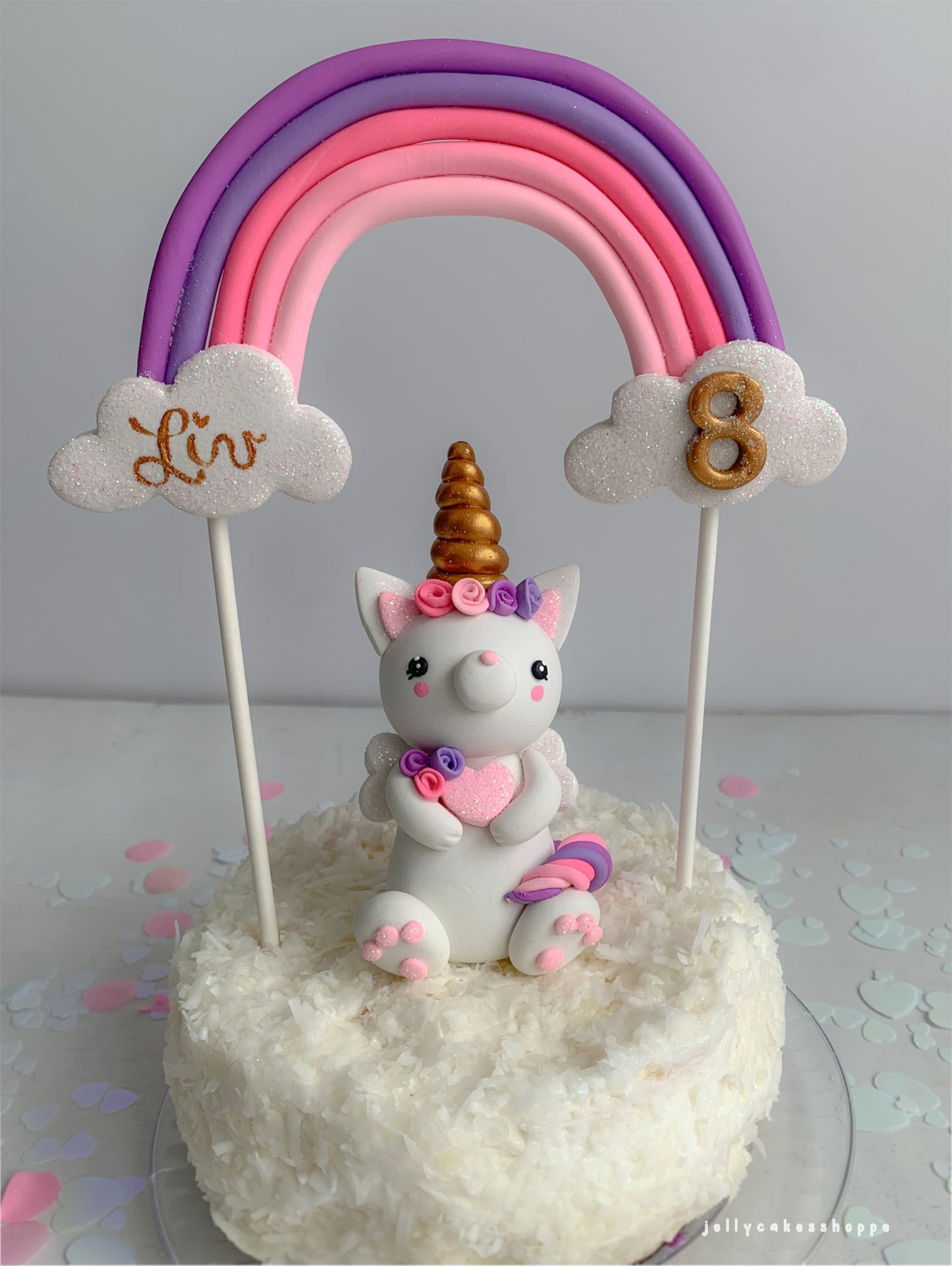 Pink Rainbow Kittycorn Cake Decorations