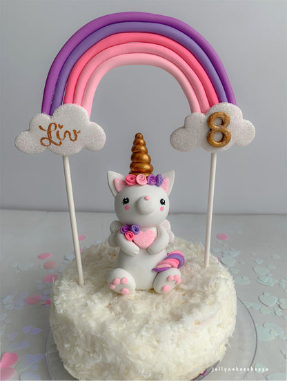 Pink Rainbow Kittycorn Cake Decorations