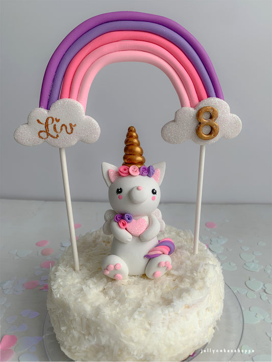 Pink Rainbow Kittycorn Cake Decorations