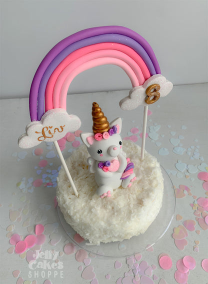 Pink Rainbow Kittycorn Cake Decorations