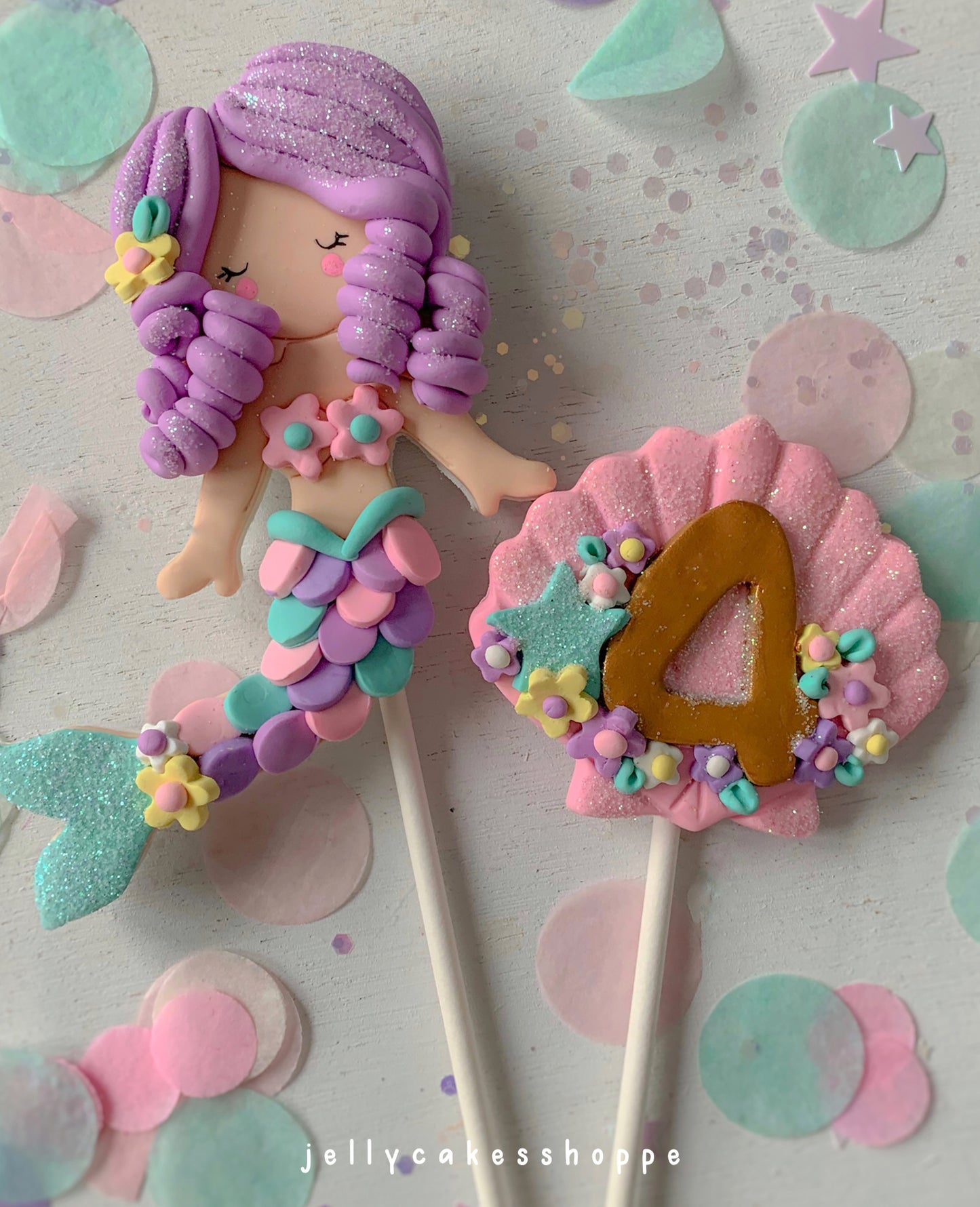 Pastel Mermaid Cake Topper