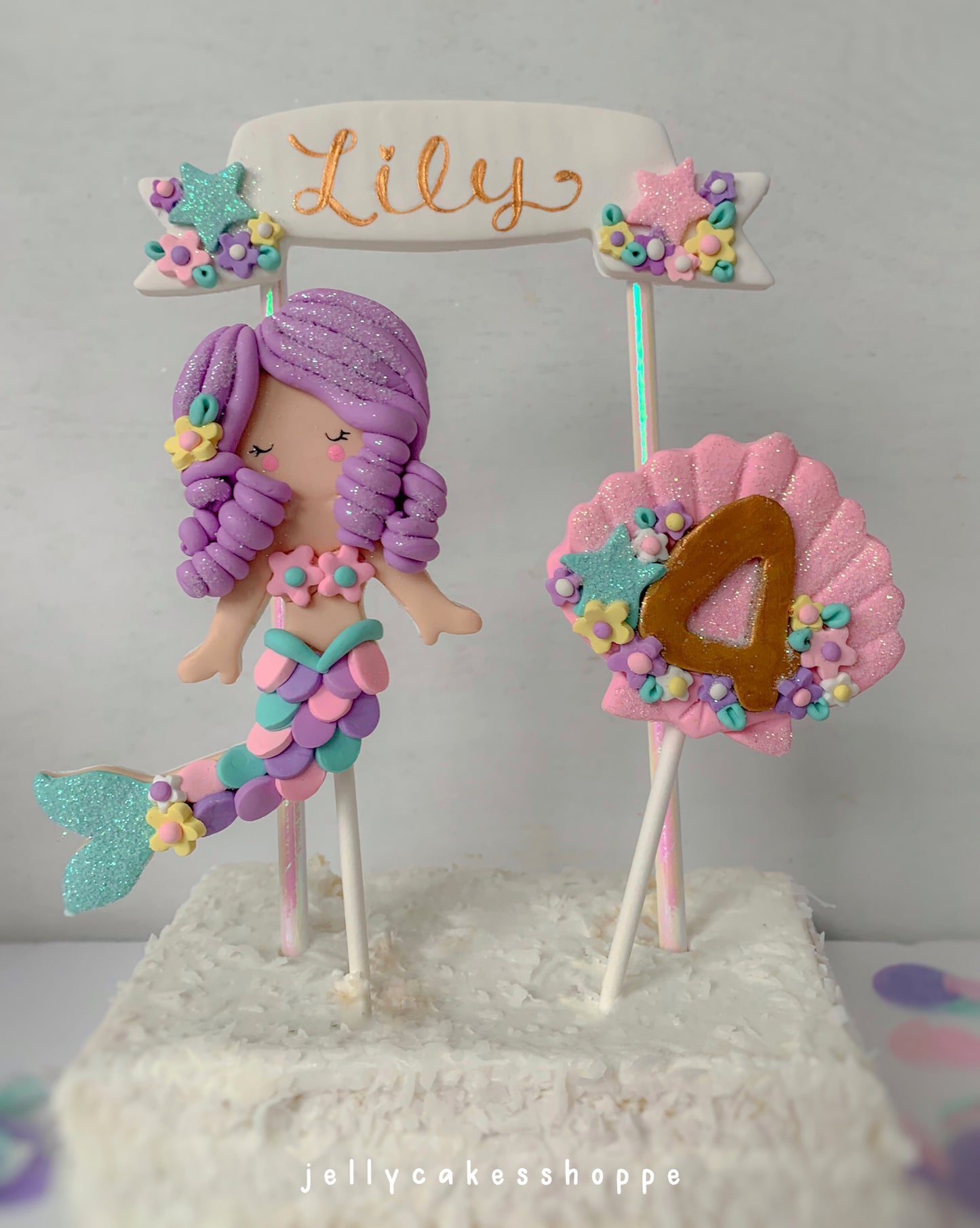 Pastel Mermaid Cake Topper