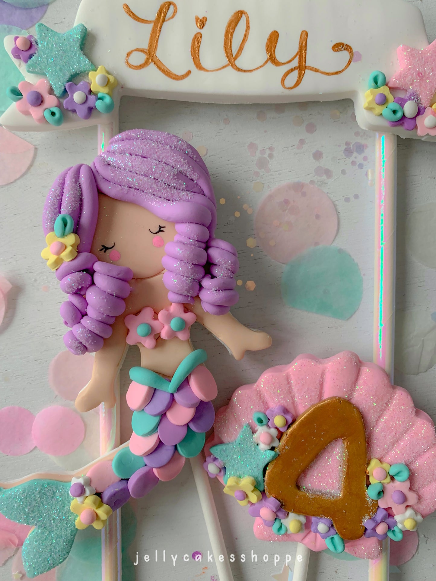 Pastel Mermaid Cake Topper
