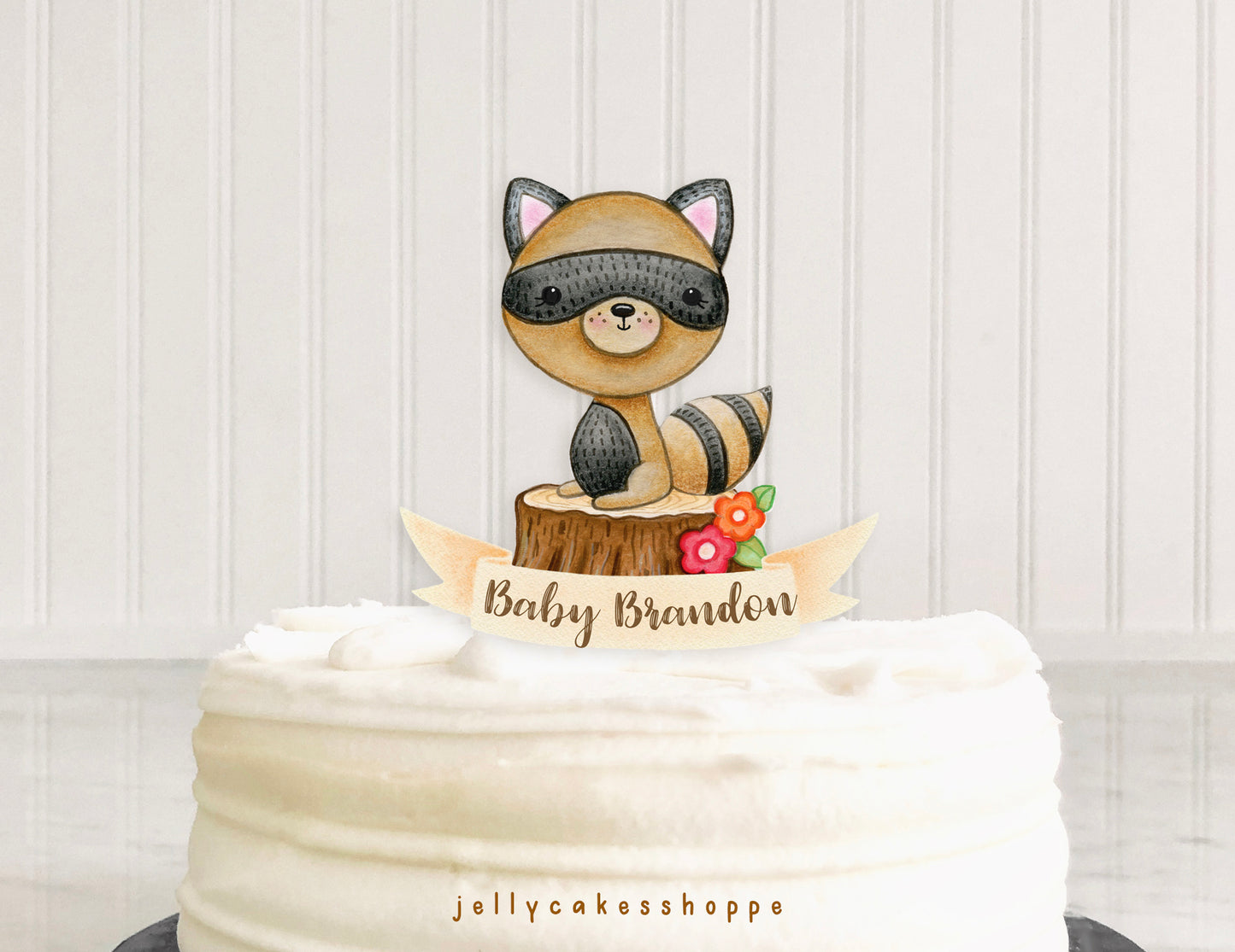 Woodland Raccoon Baby Shower Cake Topper for Boy, Baby Boy's 1st Birthday Cake Topper