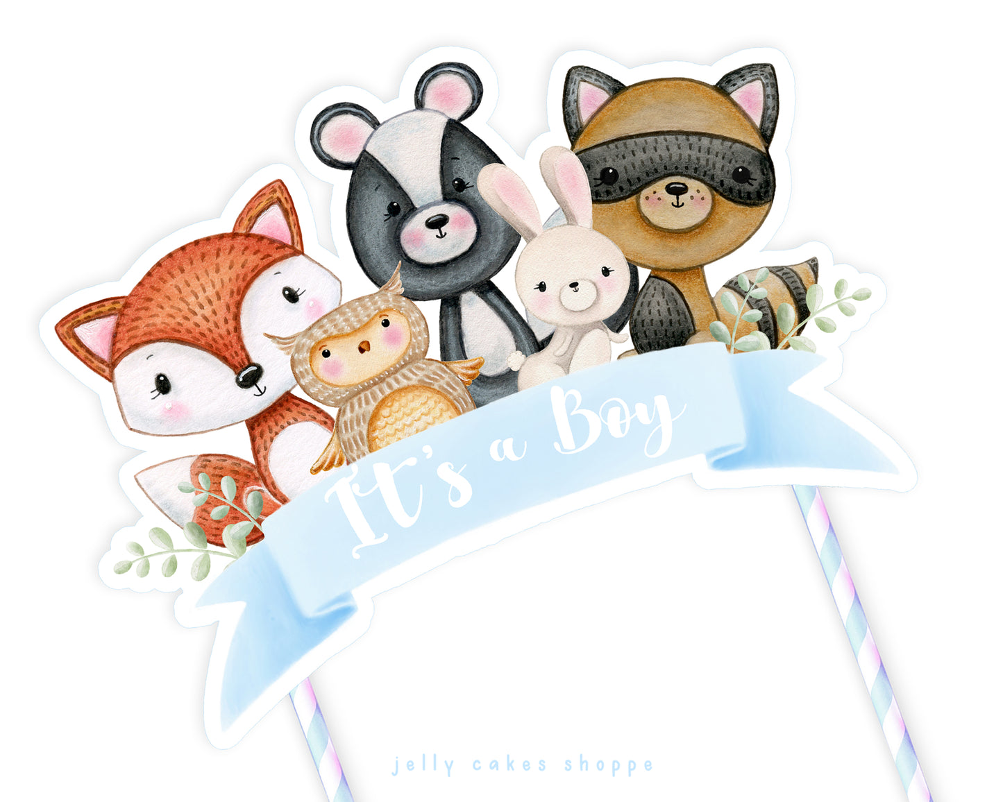 Woodland Animals Baby Shower Cake Topper for Boy, Baby's 1st Birthday Cake Topper