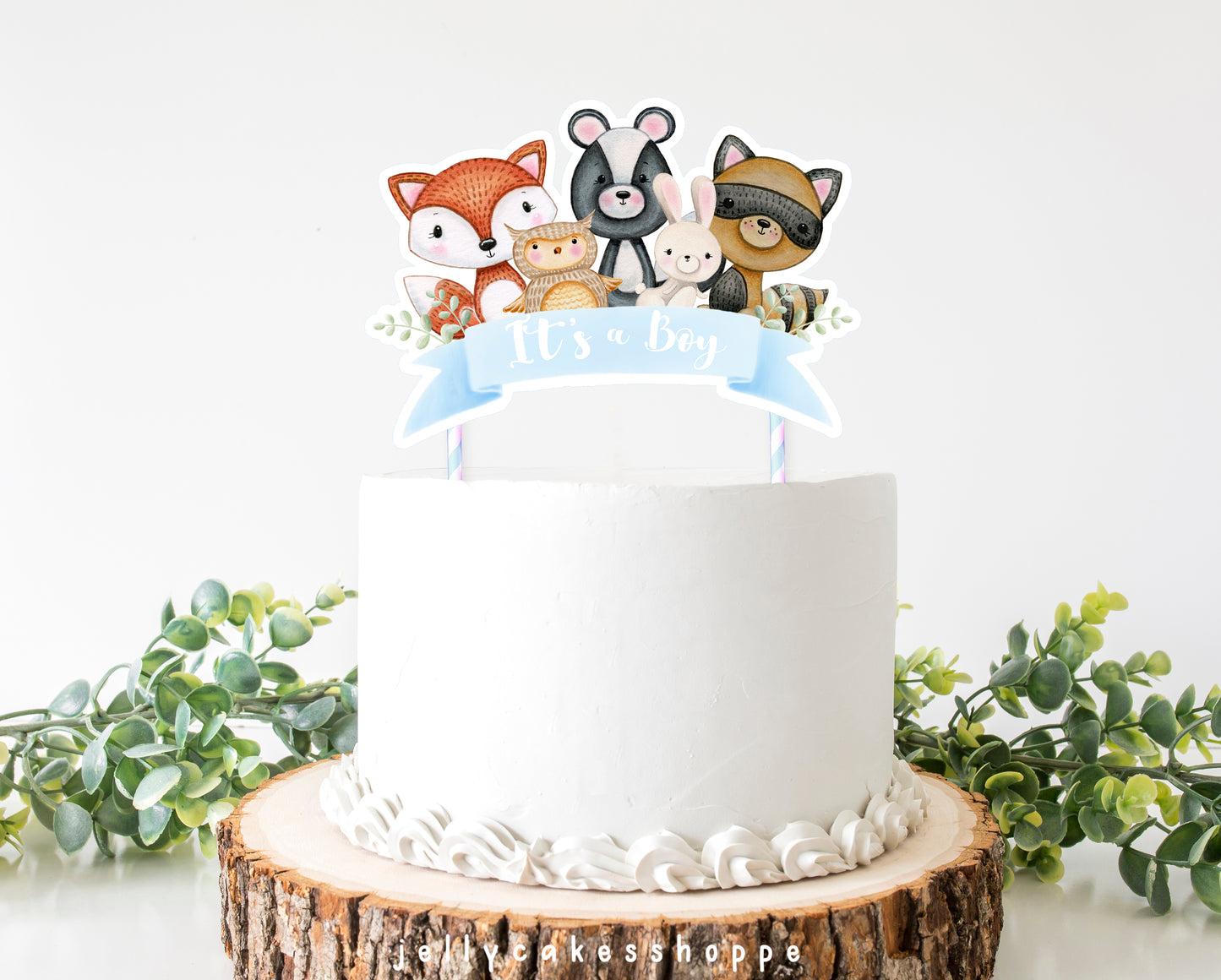 Woodland Animals Baby Shower Cake Topper for Boy, Baby's 1st Birthday Cake Topper