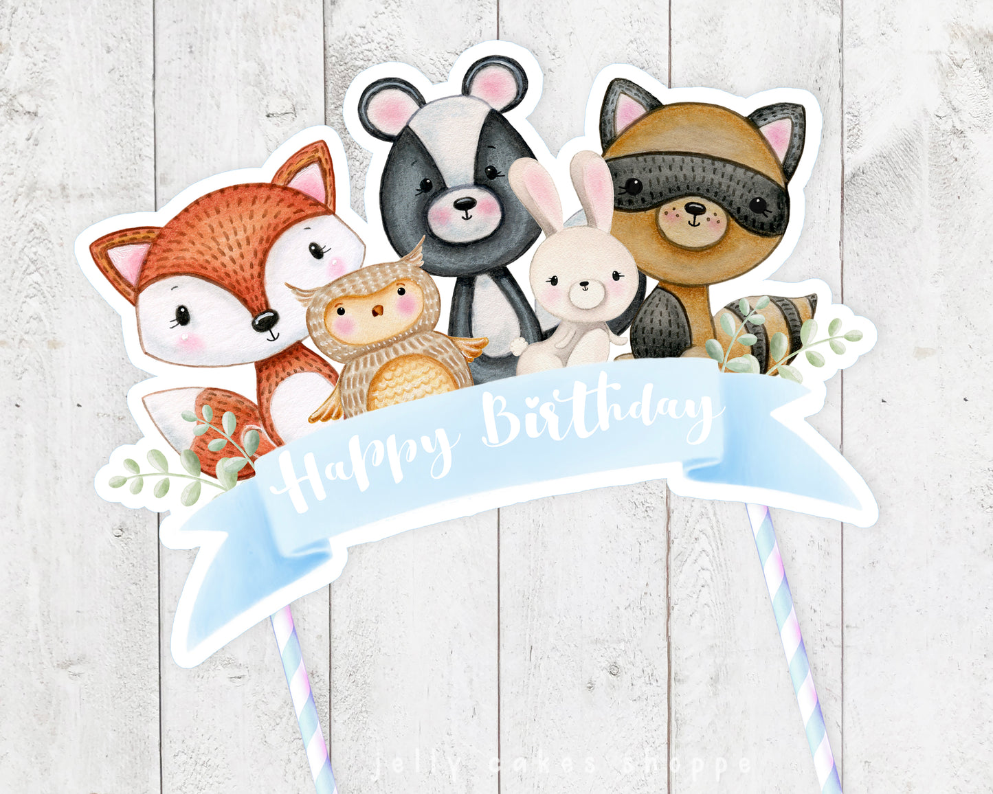 Woodland Animals Baby Shower Cake Topper for Boy, Baby's 1st Birthday Cake Topper